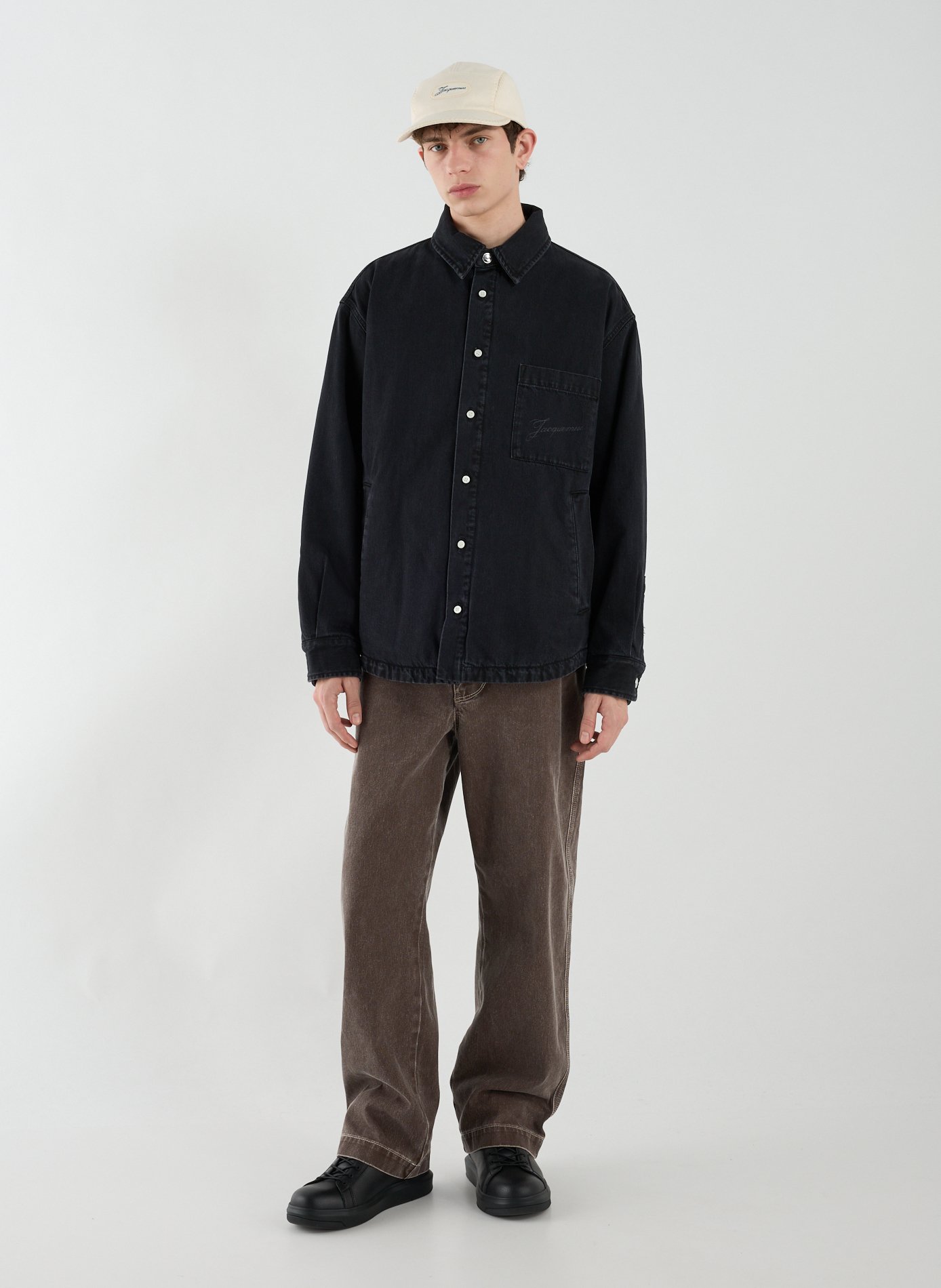 Classic collar cotton overshirt JACQUEMUS Black