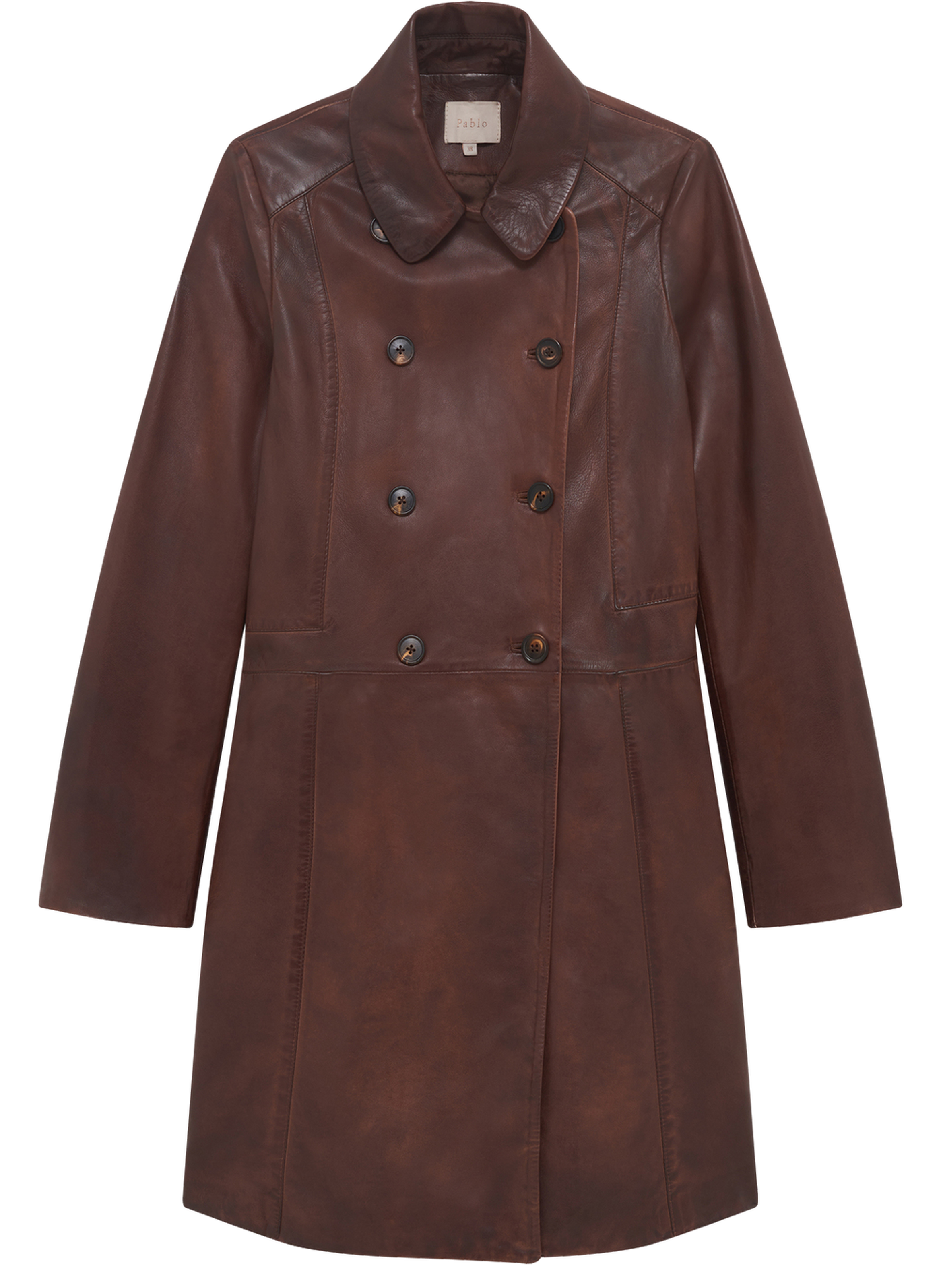Manteau en cuir vieilli - myrtille PABLO Marron