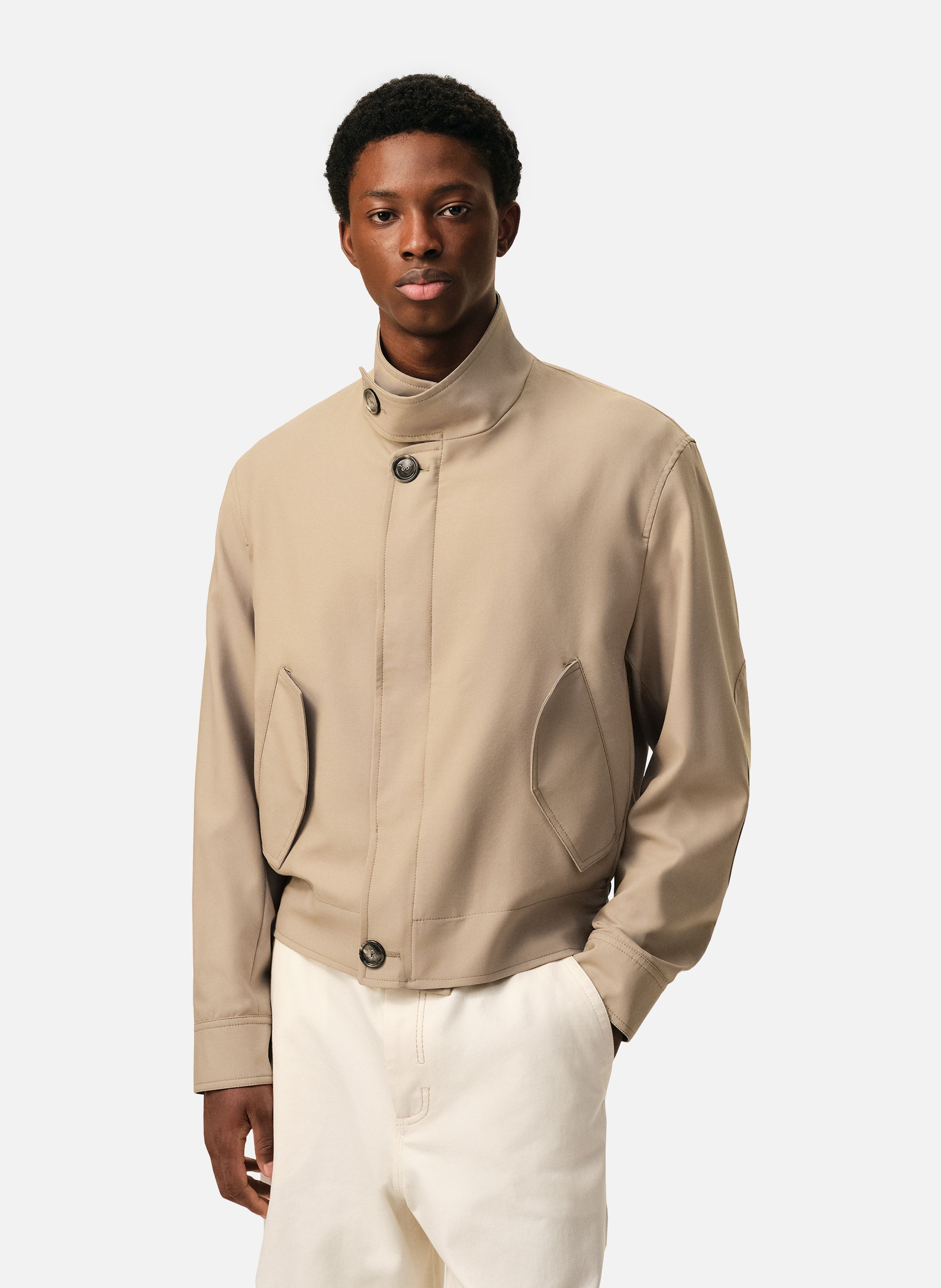 Veste harrington en laine vierge AMI PARIS Beige