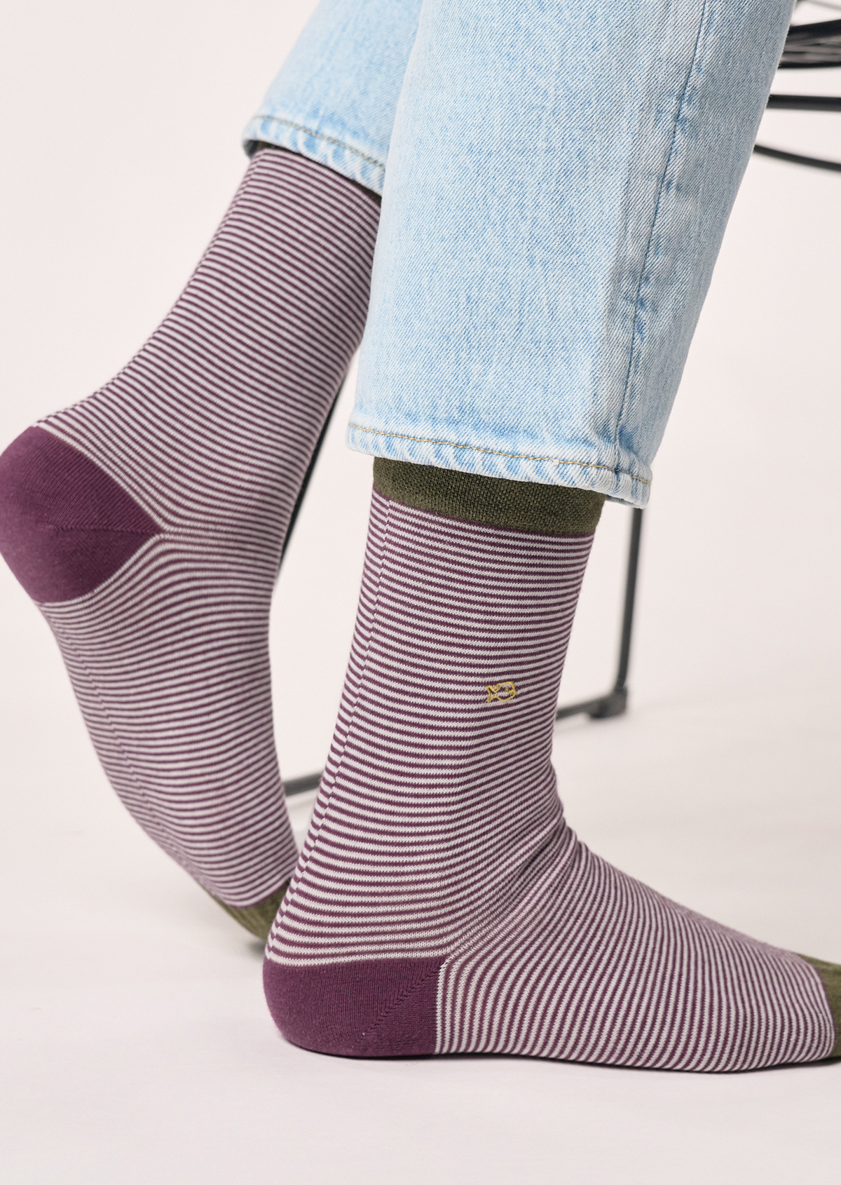 Chaussettes en coton peigné rayées BILLYBELT Violet