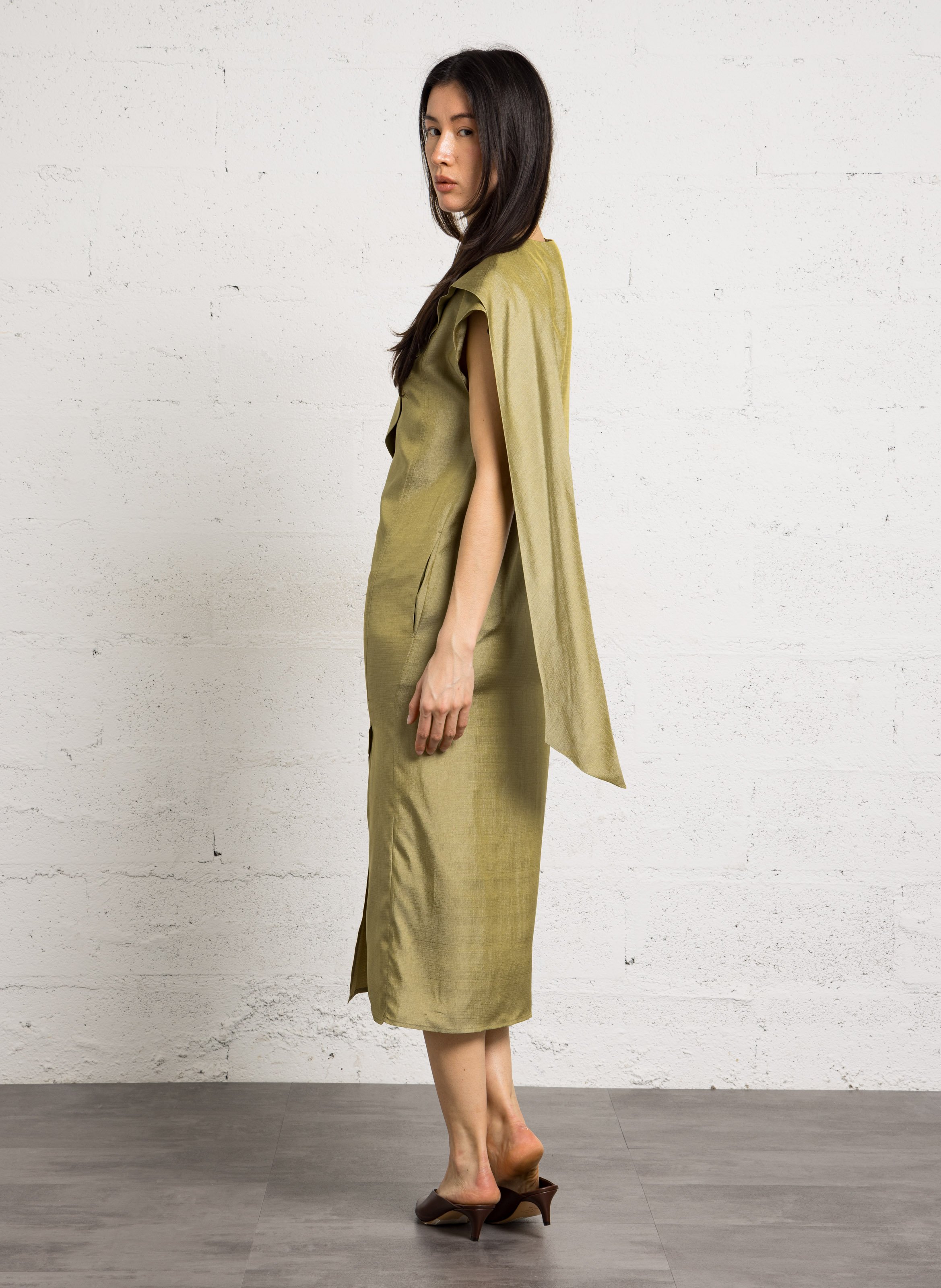 Robe ample à foulard en soie iberis SOEUR Vert