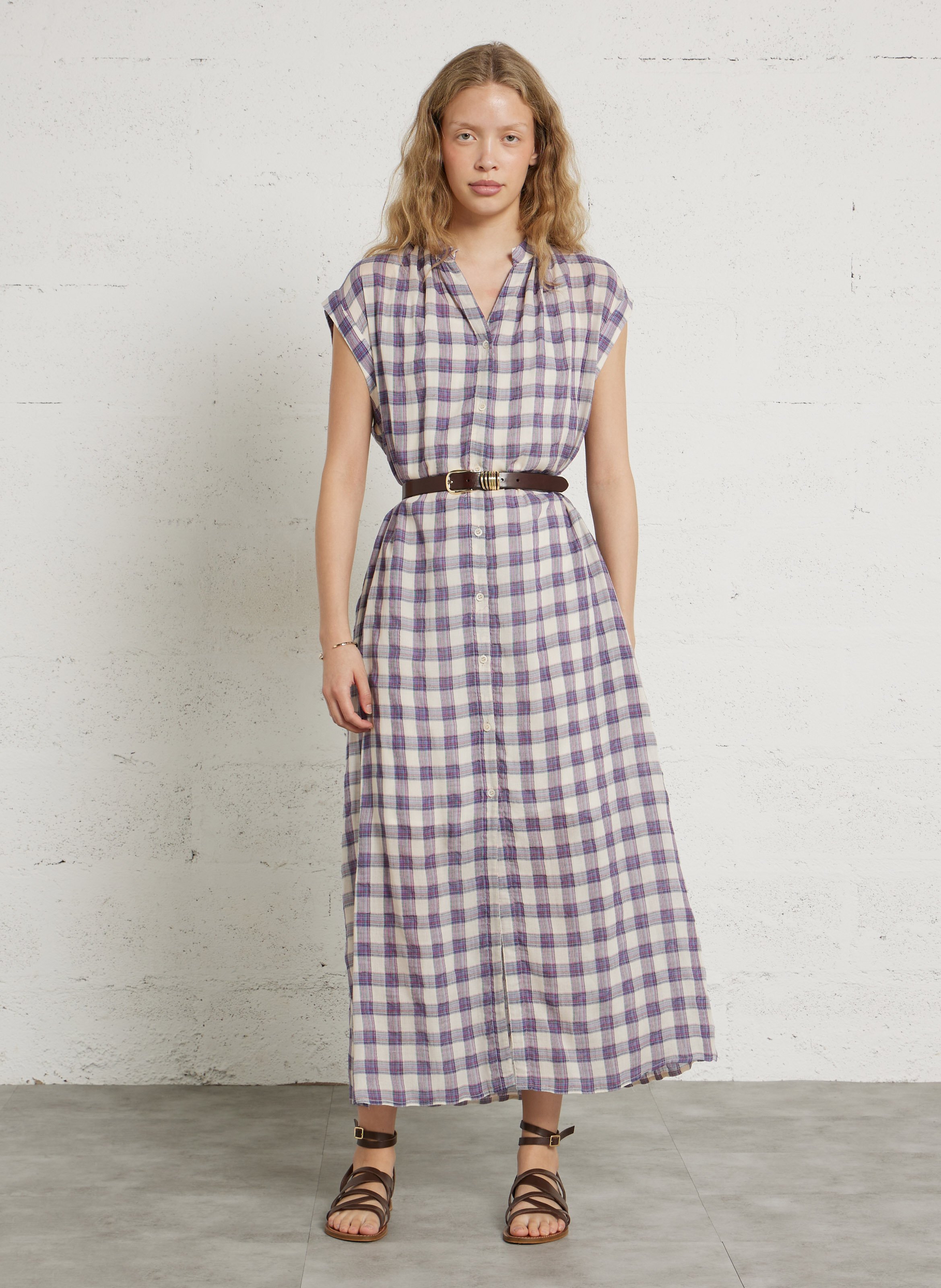 Ceinture fine à boucle en cuir eve MAISON 123 Marron