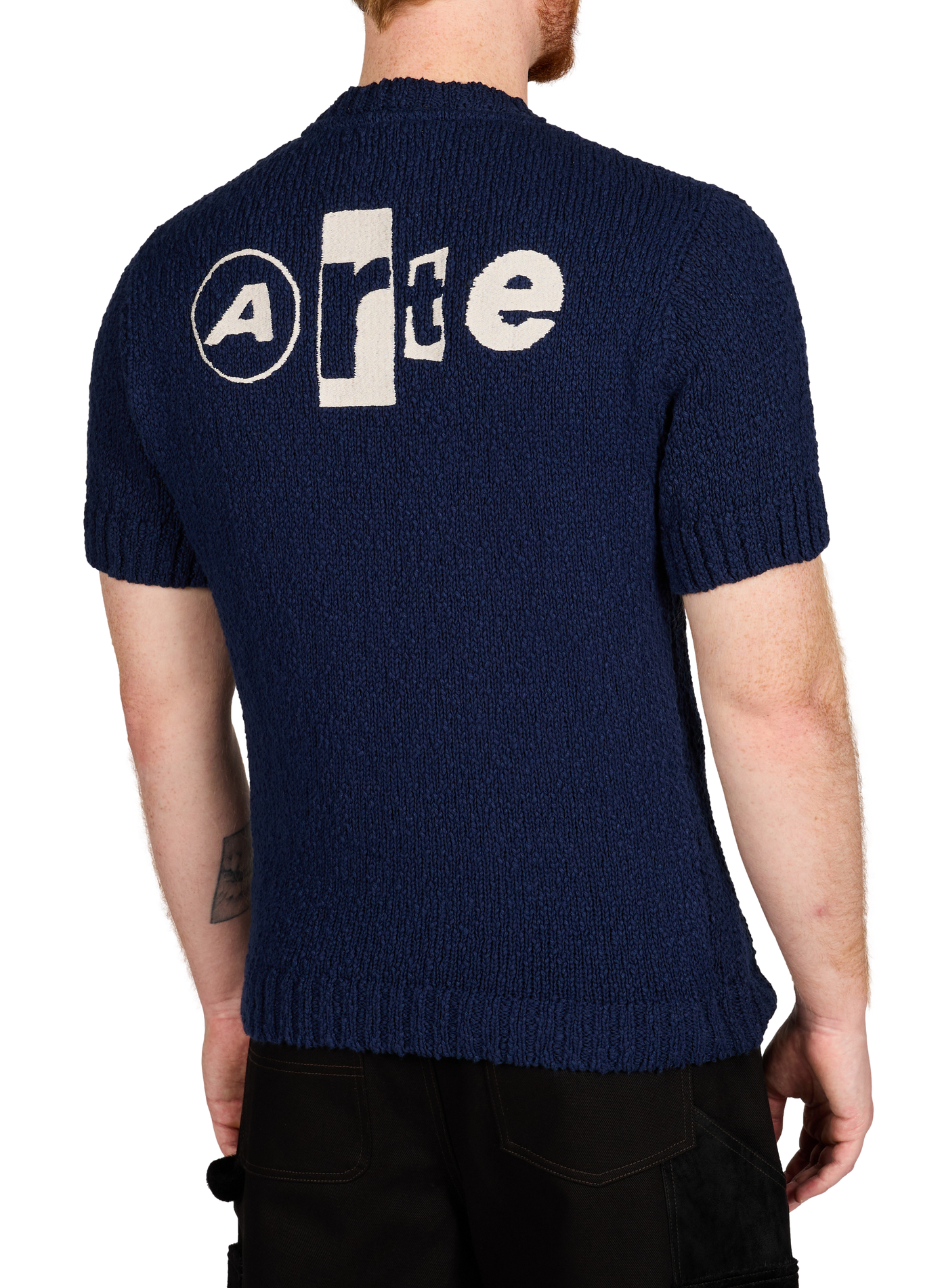 Short-sleeved cotton knit sweater ARTE ANTWERP Blue