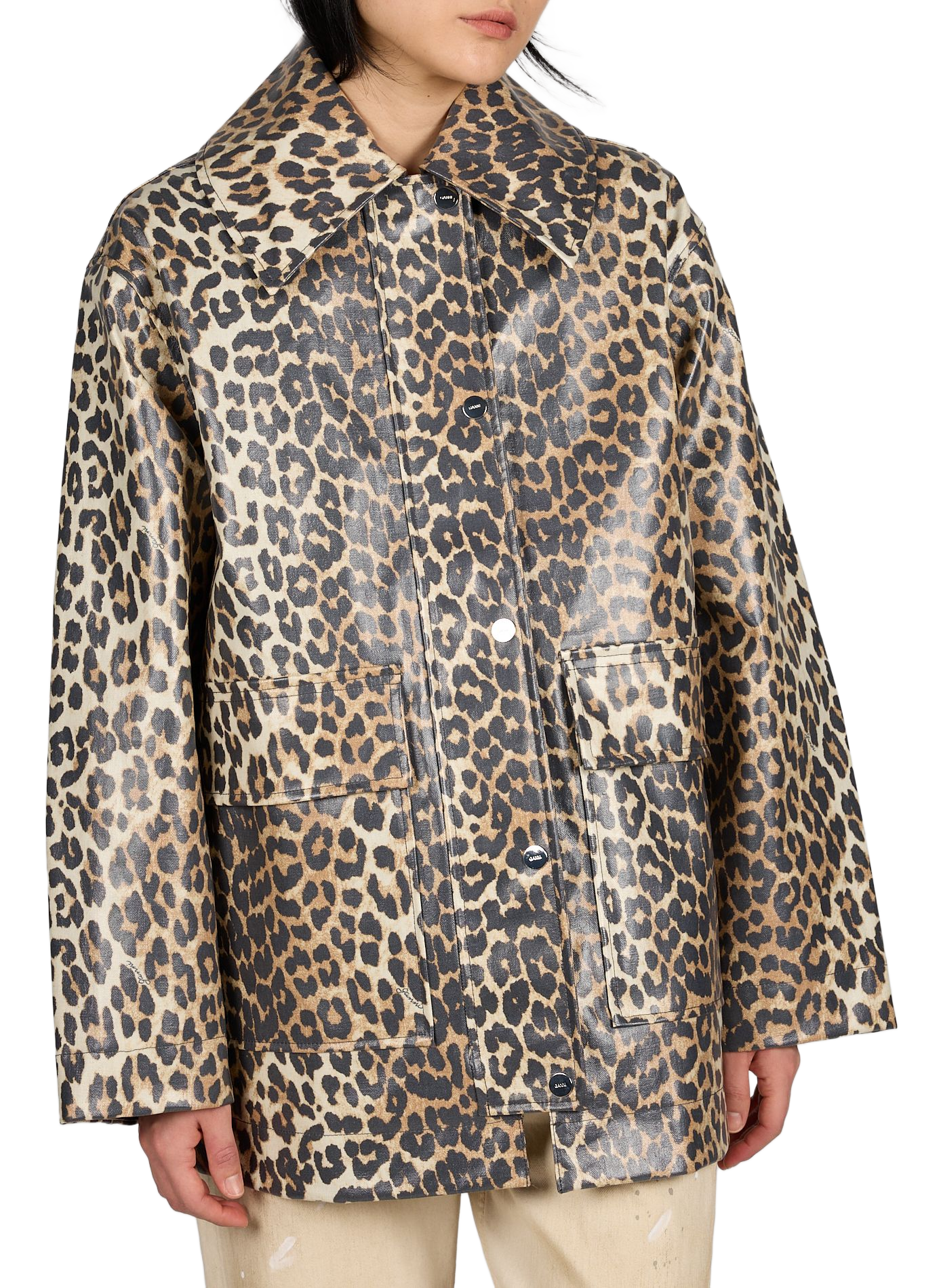 Leopard print waterproof jacket GANNI Multicolour