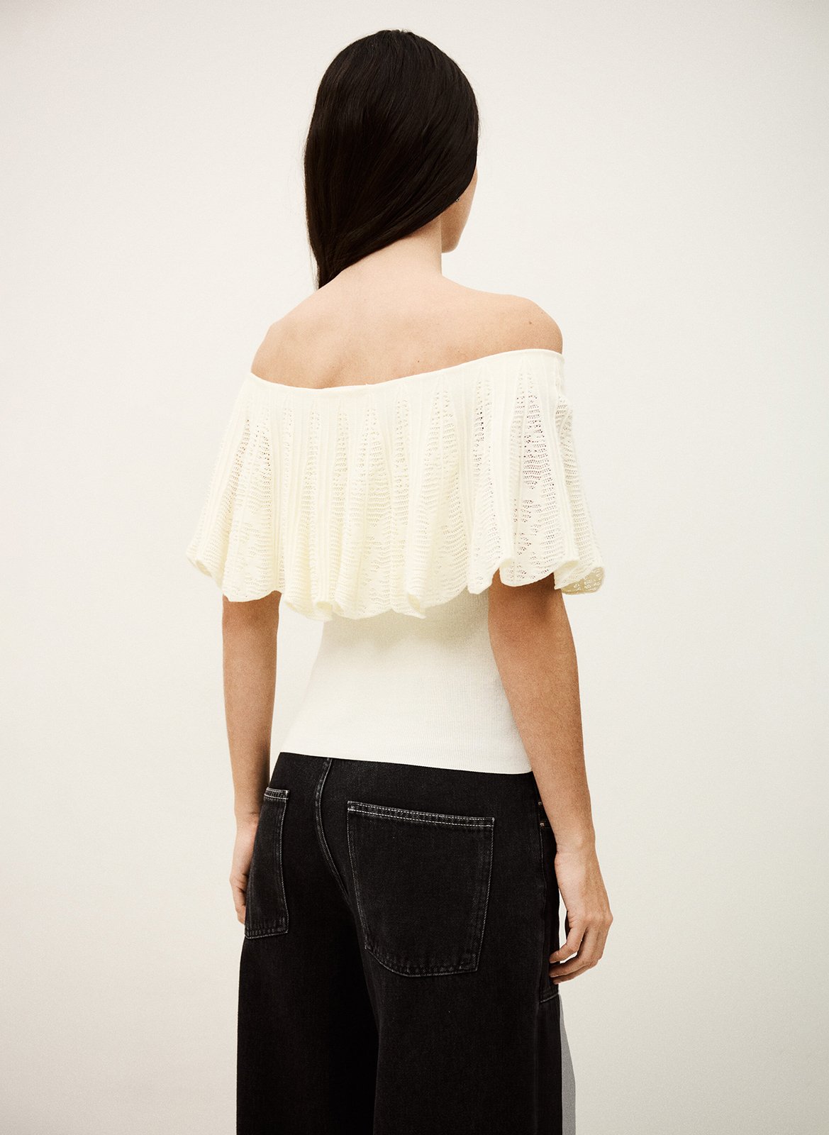 Top bardot en maille ajourée salda BA&SH Beige