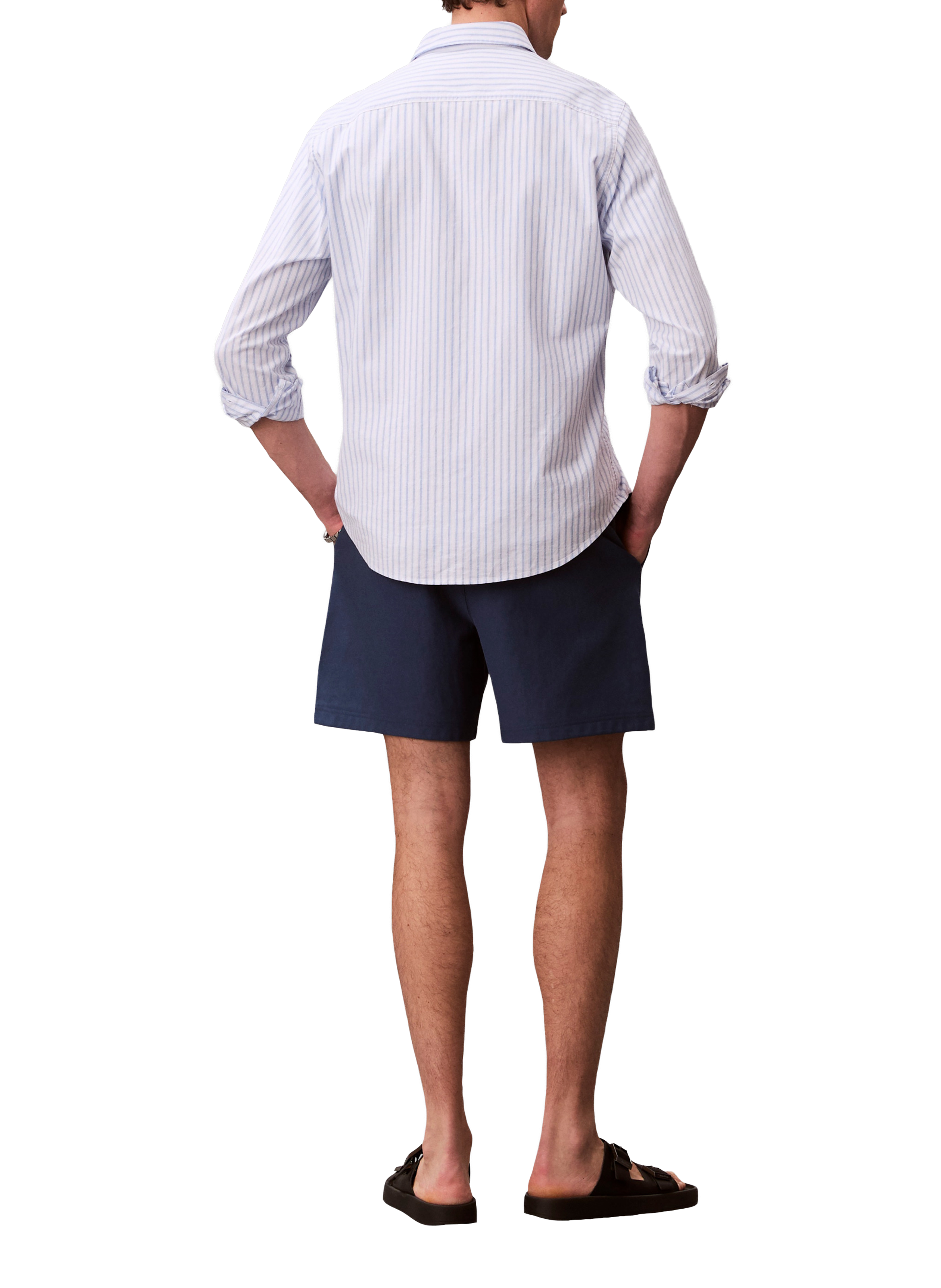 Kurzes T-Shirt mit Logo aus Baumwollmischung CALVIN KLEIN Blau