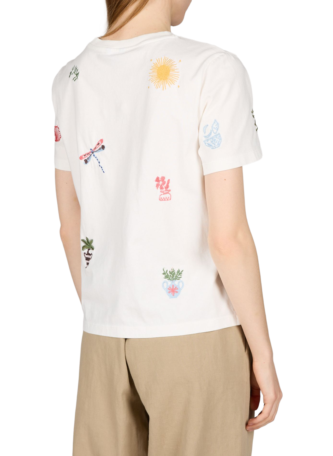 T-shirt brodé Objlunai en coton OBJECT Blanc