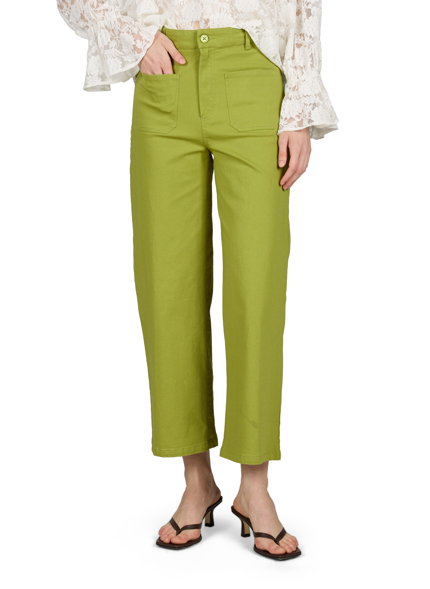 Straight leg Garance trousers in blended cotton PETITE MENDIGOTE Green
