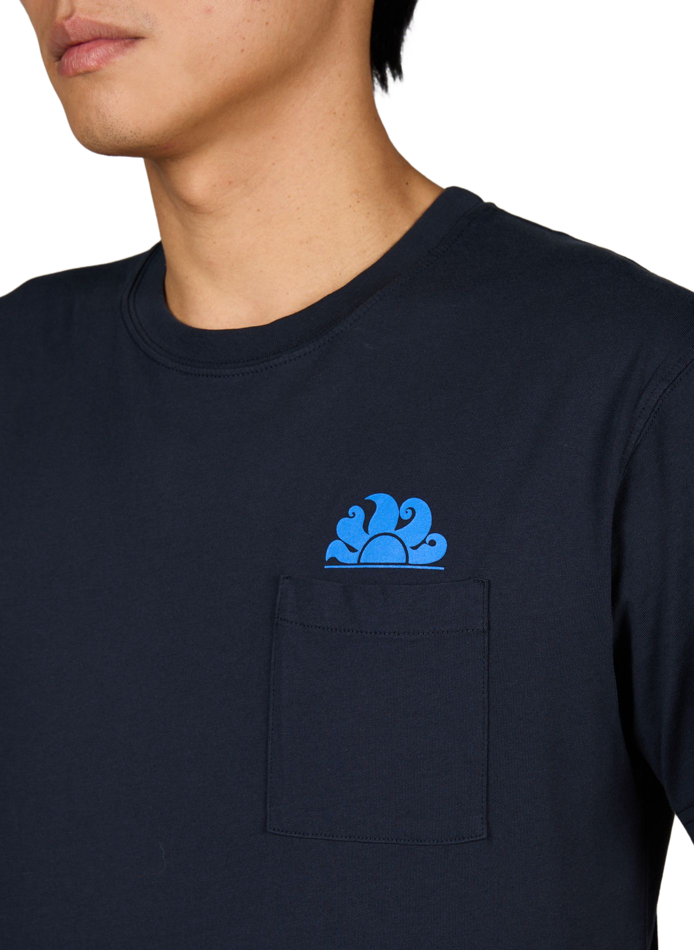 Rundhalsausschnitt T-Shirt aus Baumwolle SUNDEK Blau