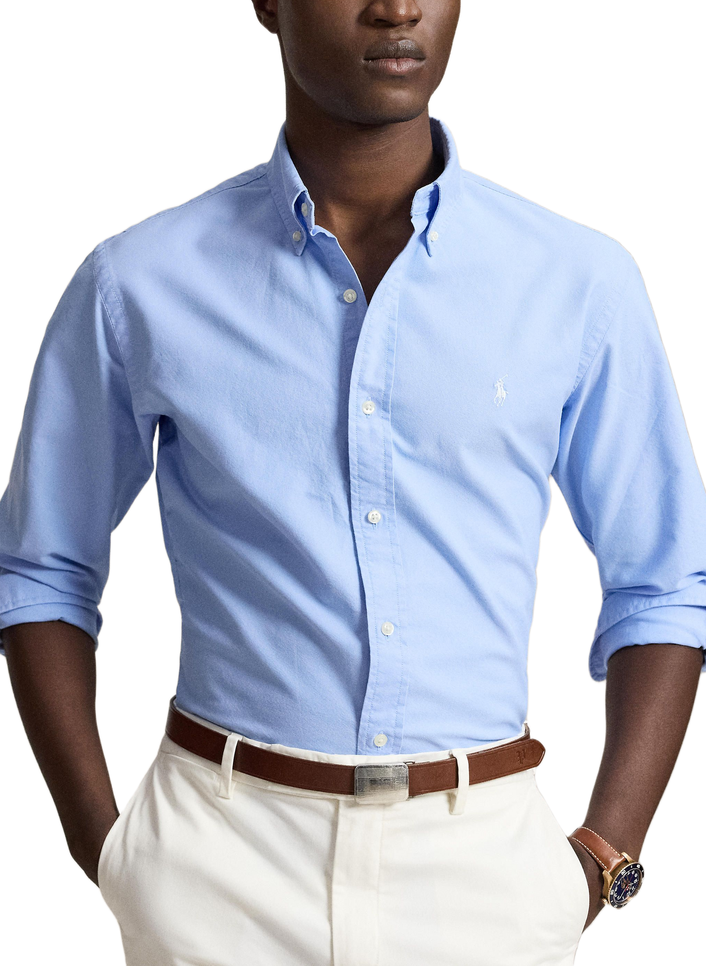 Chemise à manches longues en coton  | Bleu POLO RALPH LAUREN Homme