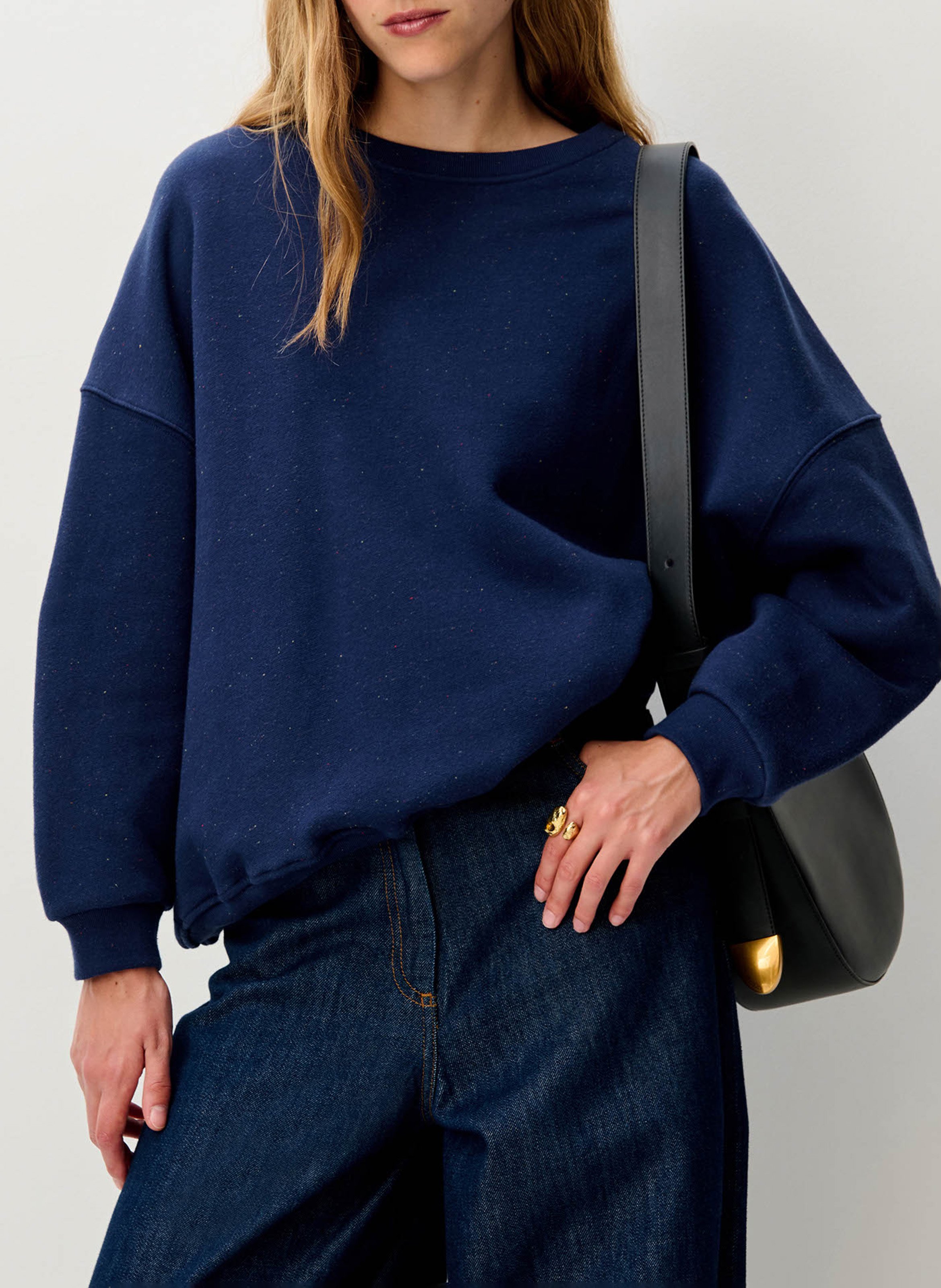 Sweat col rond oversize en coton mélangé chebbi SESSUN Bleu