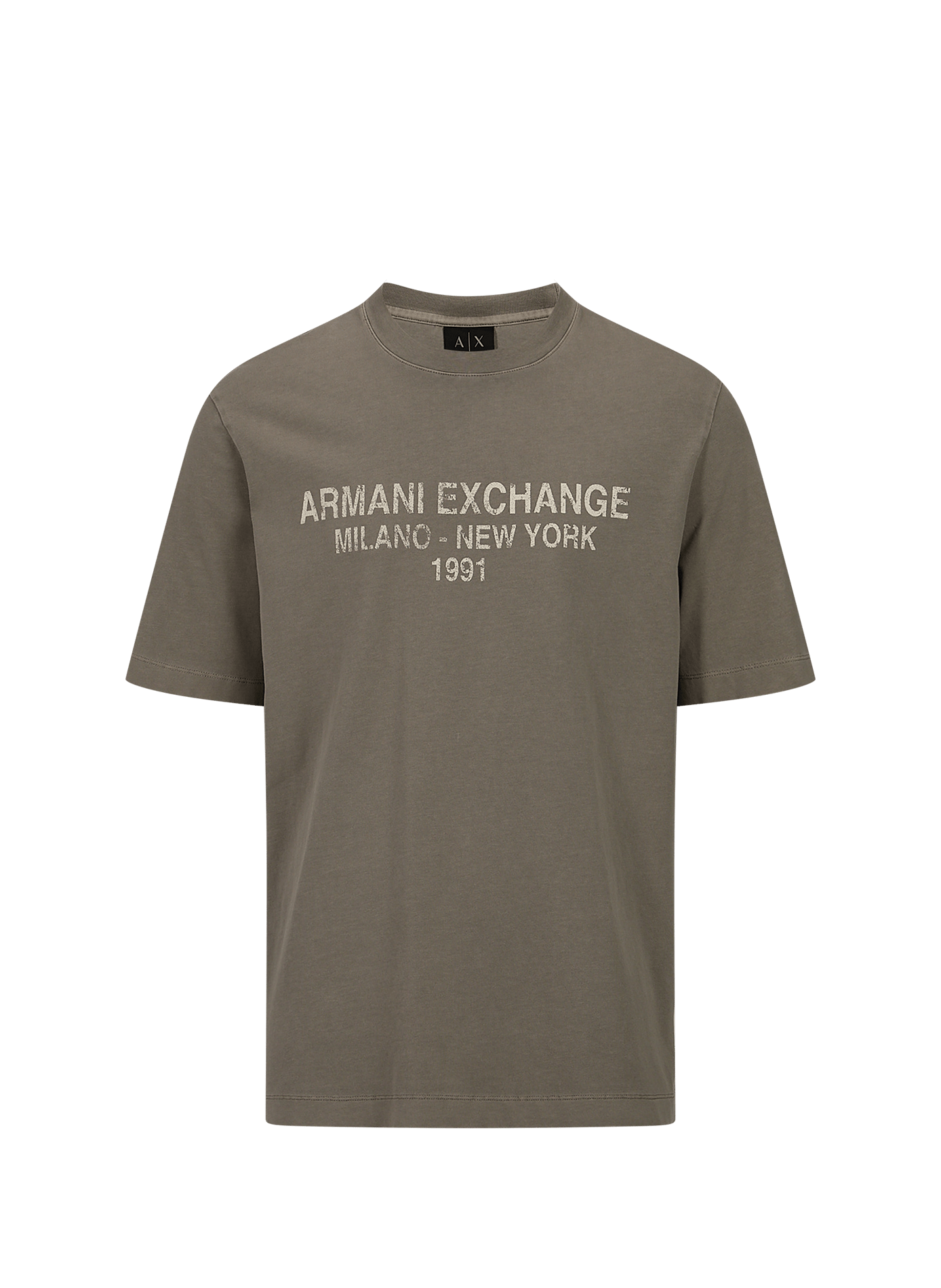 T-shirt droit à logo en coton ARMANI EXCHANGE Beige