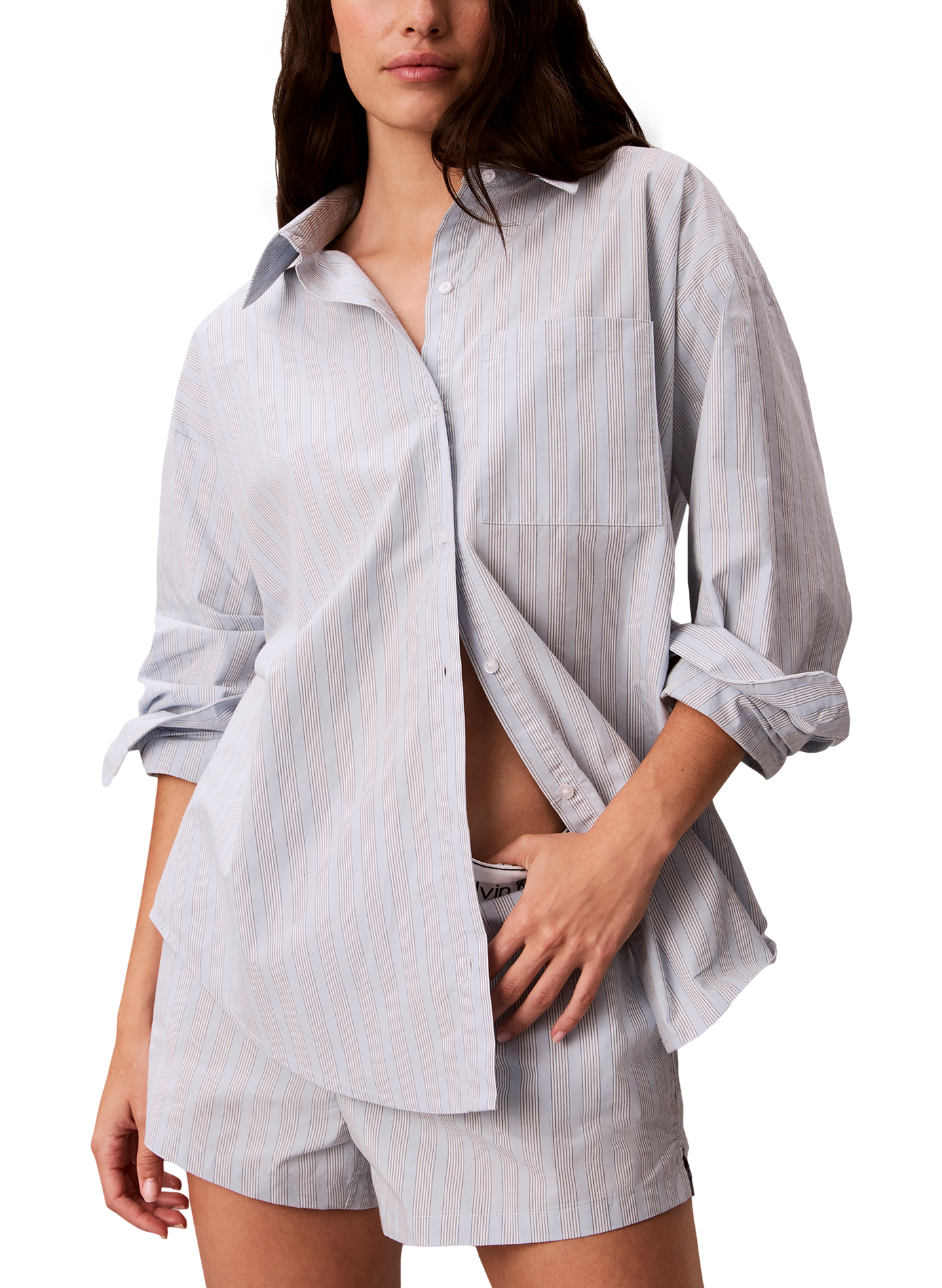 Chemise ample à rayures en coton CALVIN KLEIN Bleu