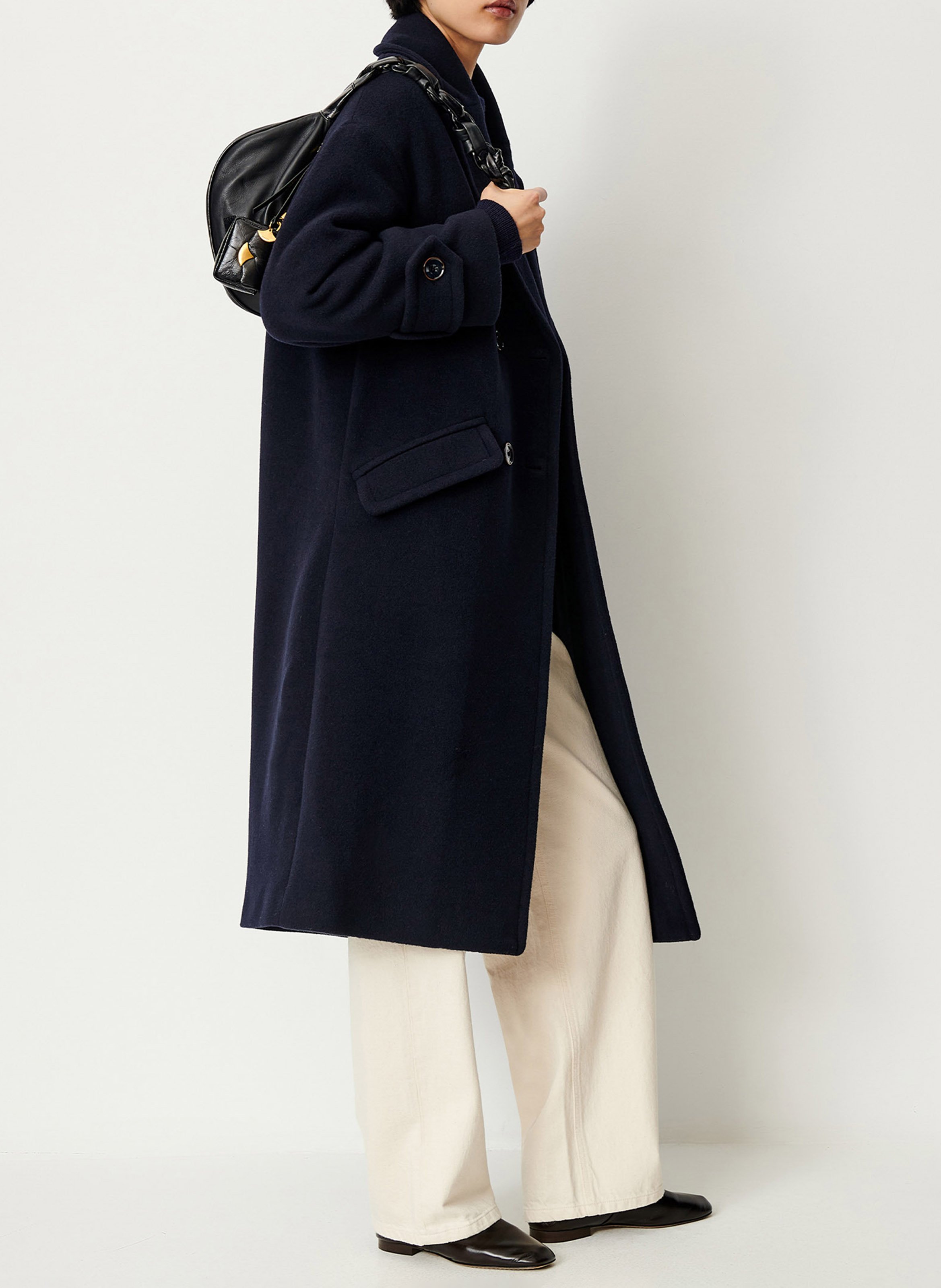 Manteau droit col tailleur en laine mélangée mia SESSUN Bleu