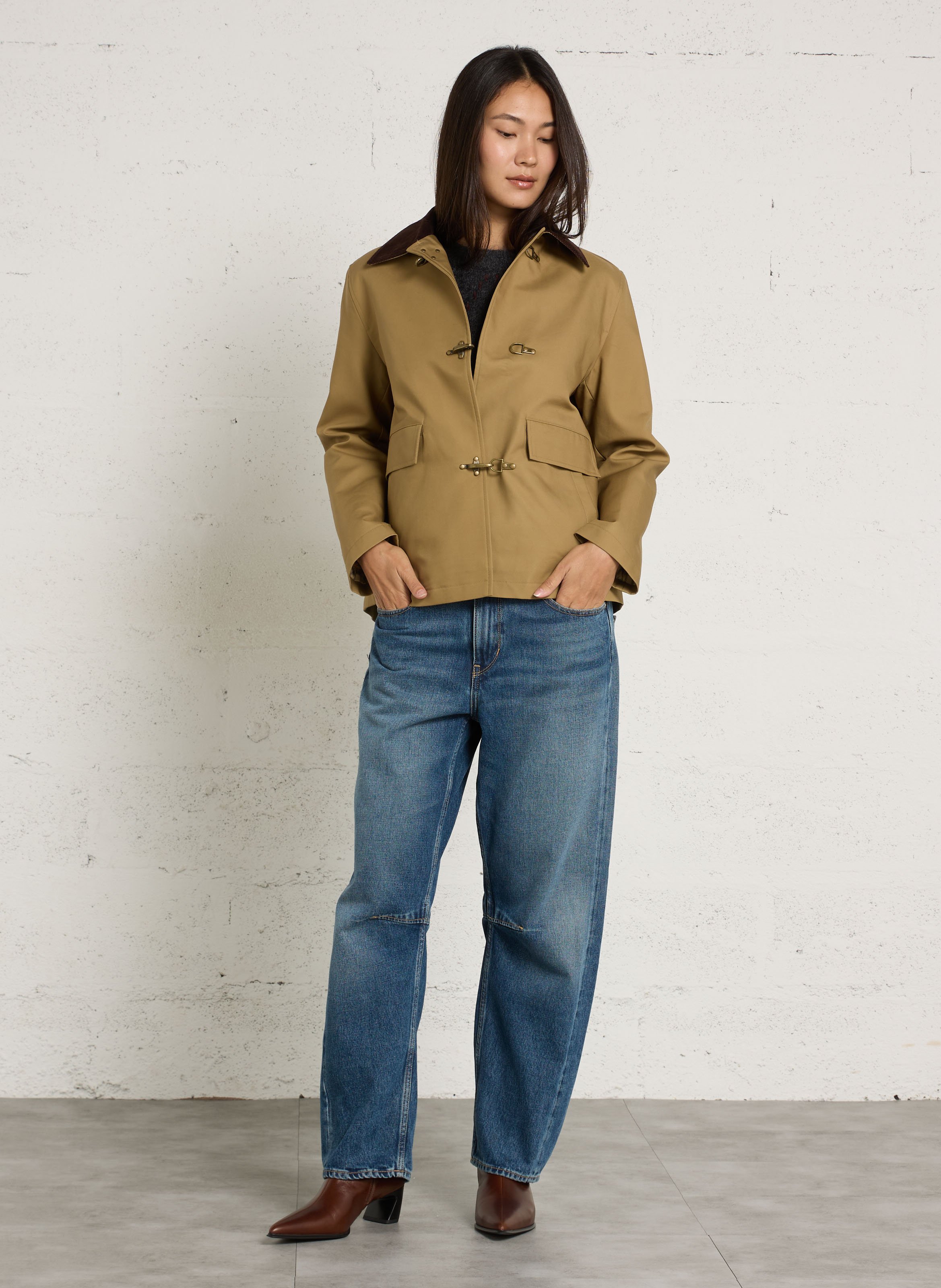 Manteau droit col classique en coton casey MAISON 123 Vert