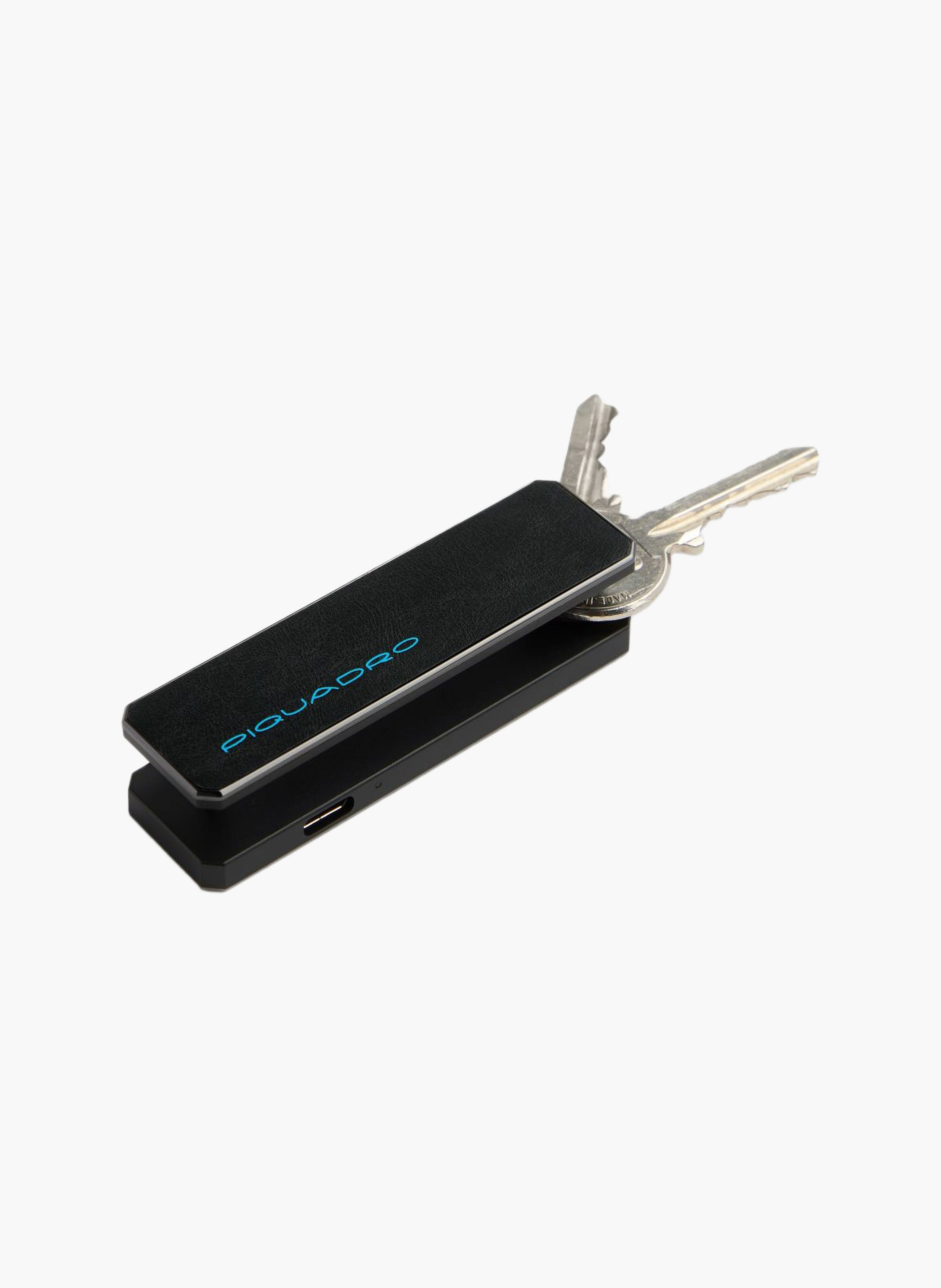 Personaliseerbare leren sleutelhanger met tracker PIQUADRO Zwart