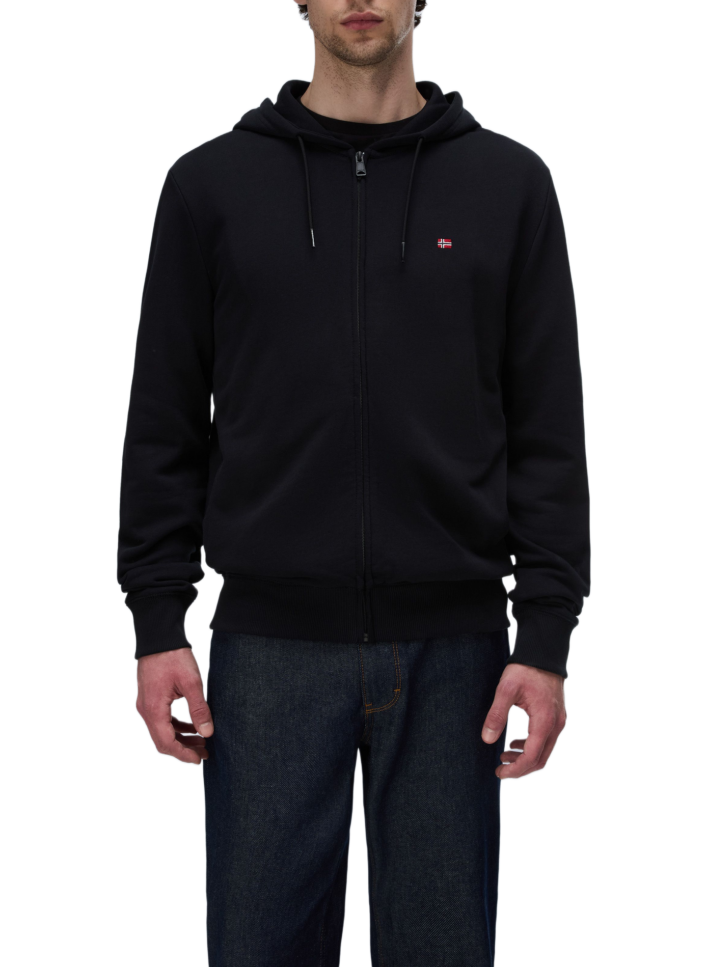 Cotton jersey zip-up cardigan NAPAPIJRI Black