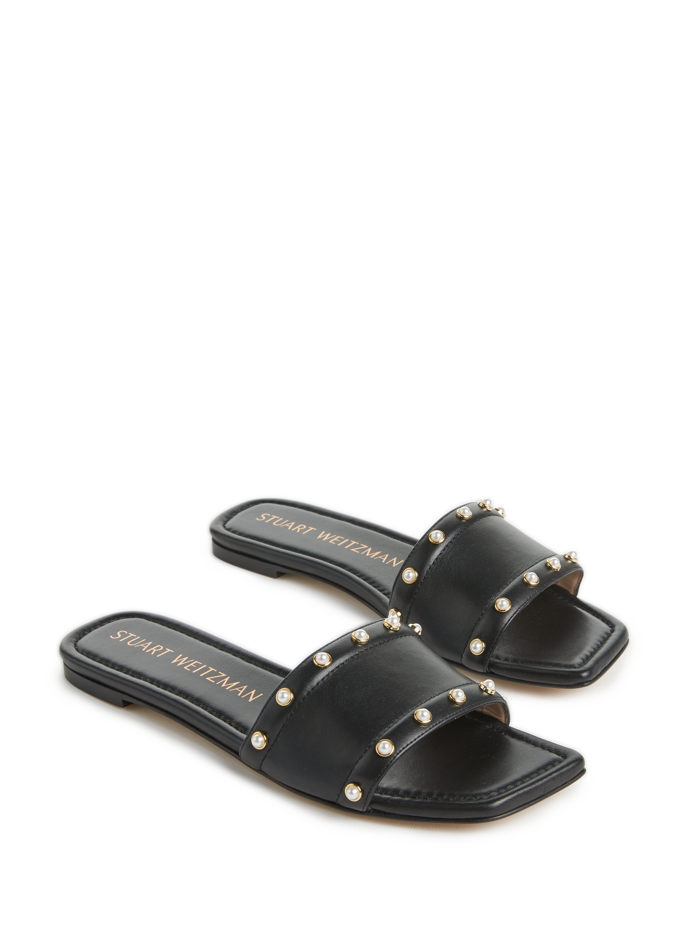 Sandales Pearl en cuir et perles fantaisie STUART WEITZMAN Noir