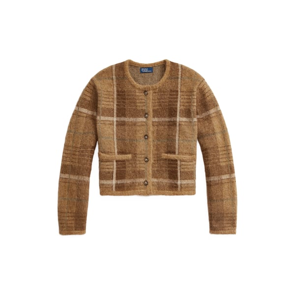 Cardigan imprimé écossais en alpaga mélangé