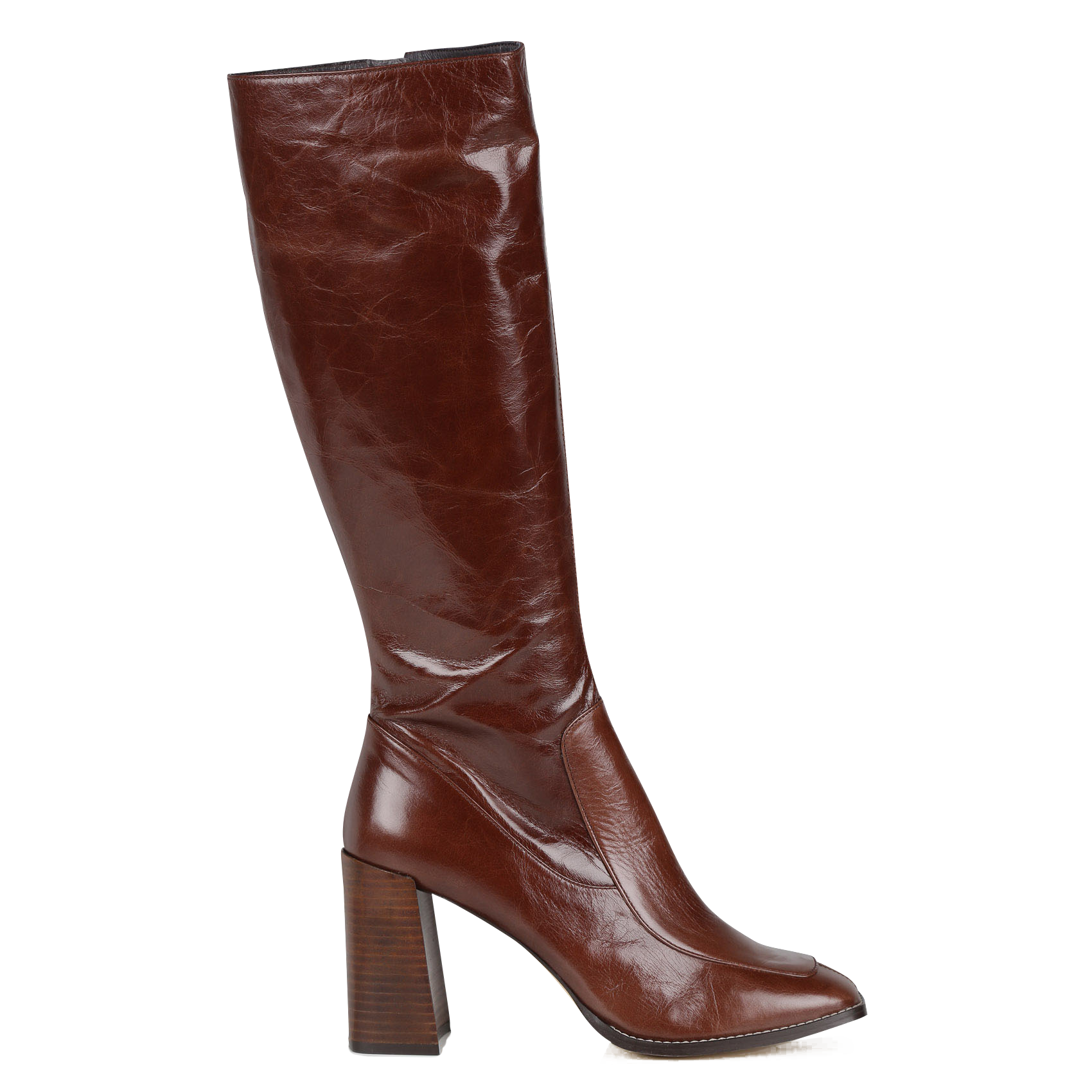 Bottes à talon en cuir vieilli vaubane JONAK Marron