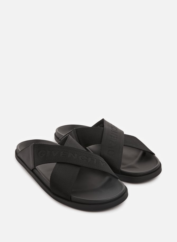 Leather top sliders mens