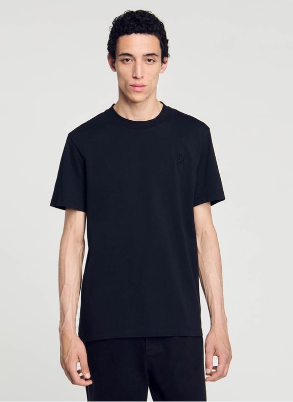 Tee-shirt col rond en coton Noir by SANDRO SANDRO Tee-shirt col rond en coton Noir