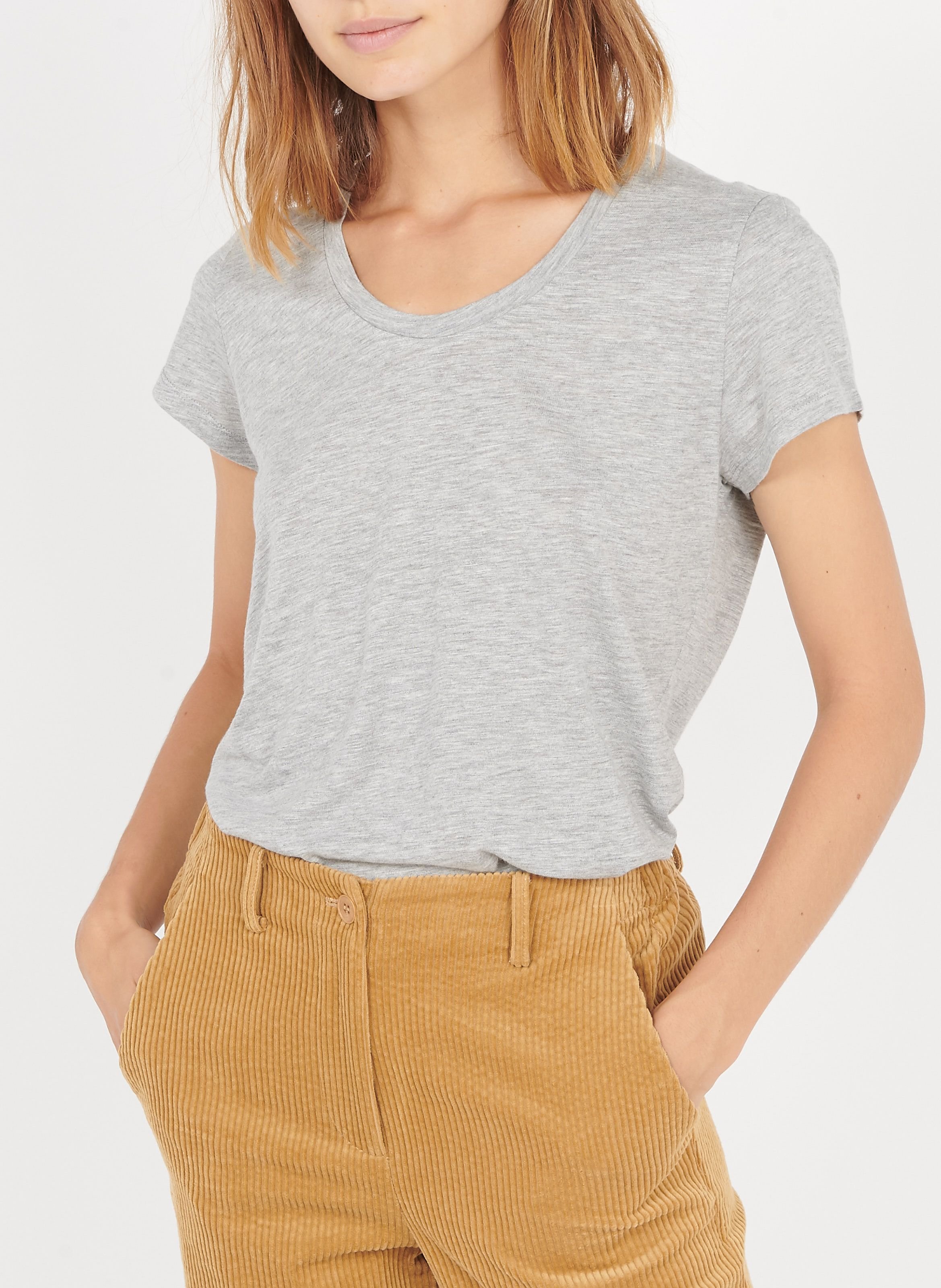 AMERICAN VINTAGE Tee-shirt col rond en coton mélangé jacksonville Gris