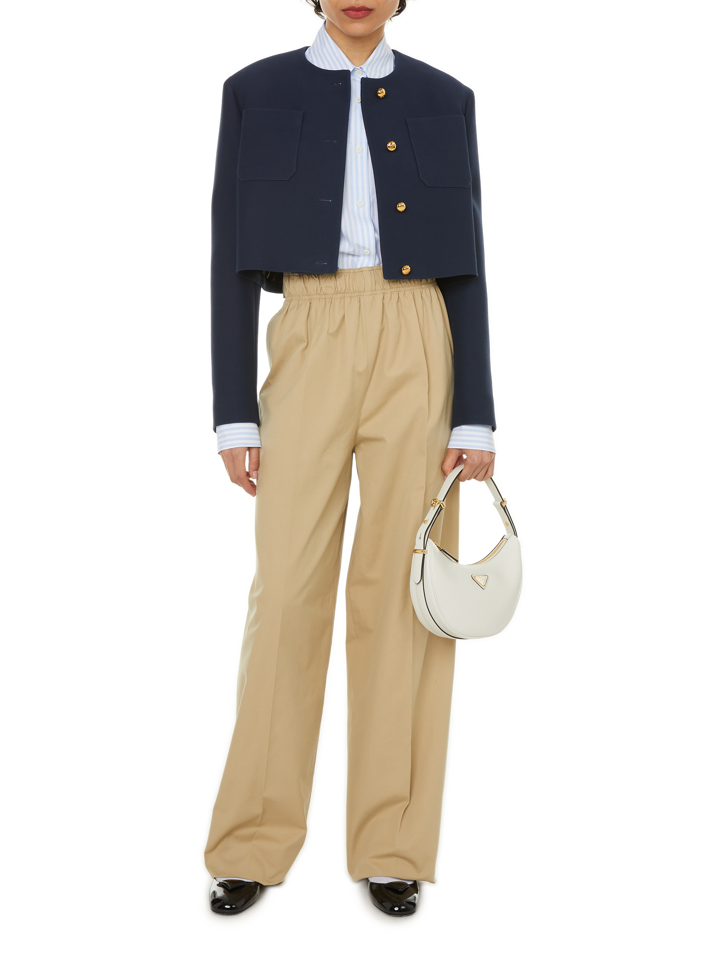 Short wool and silk jacket PRADA Blue