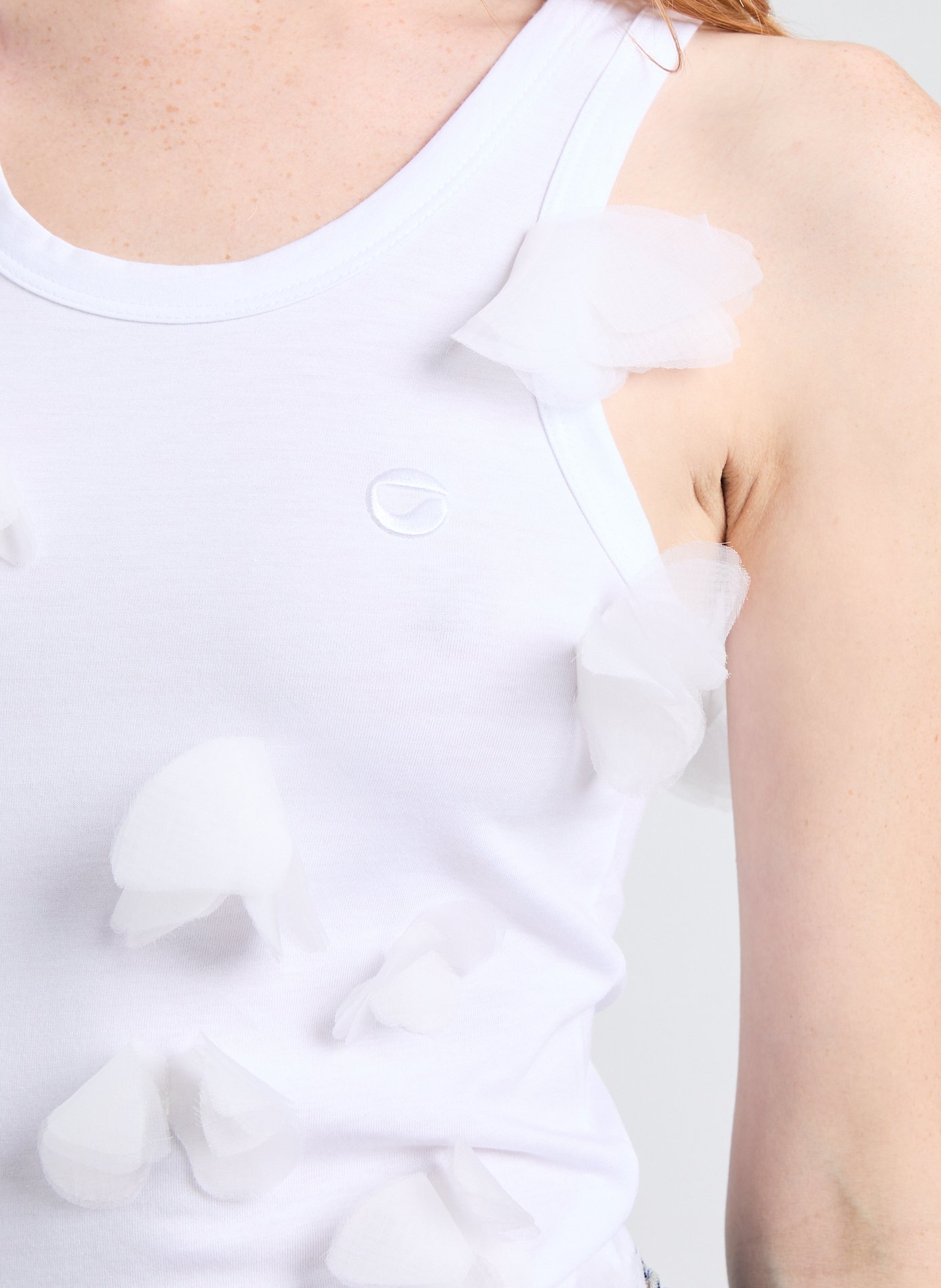 Butterfly print tank top in blended cotton White