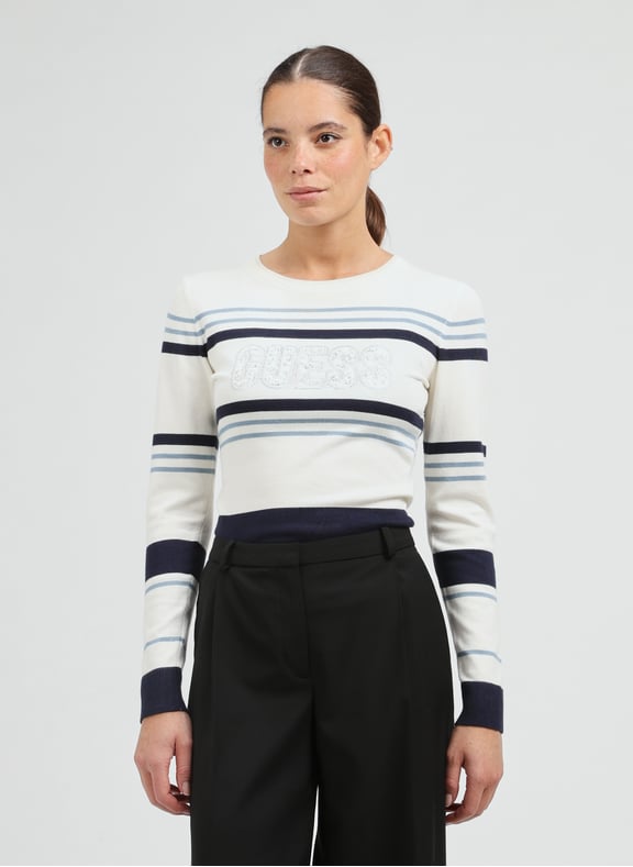Striped logo sweater Multicolour by GUESS GUESS Striped logo sweater Multicolour