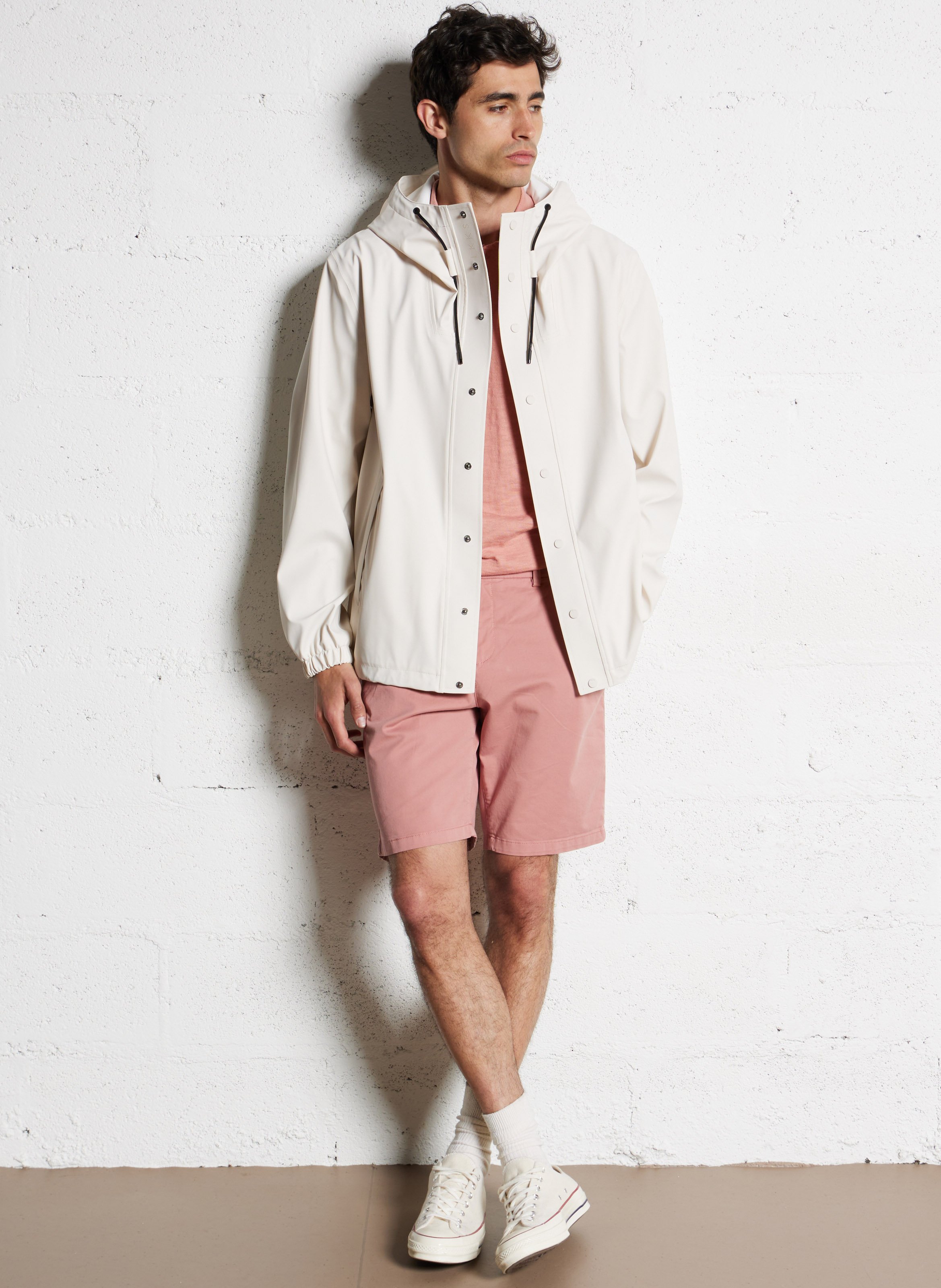 Bermuda droit en coton mélangé Rose