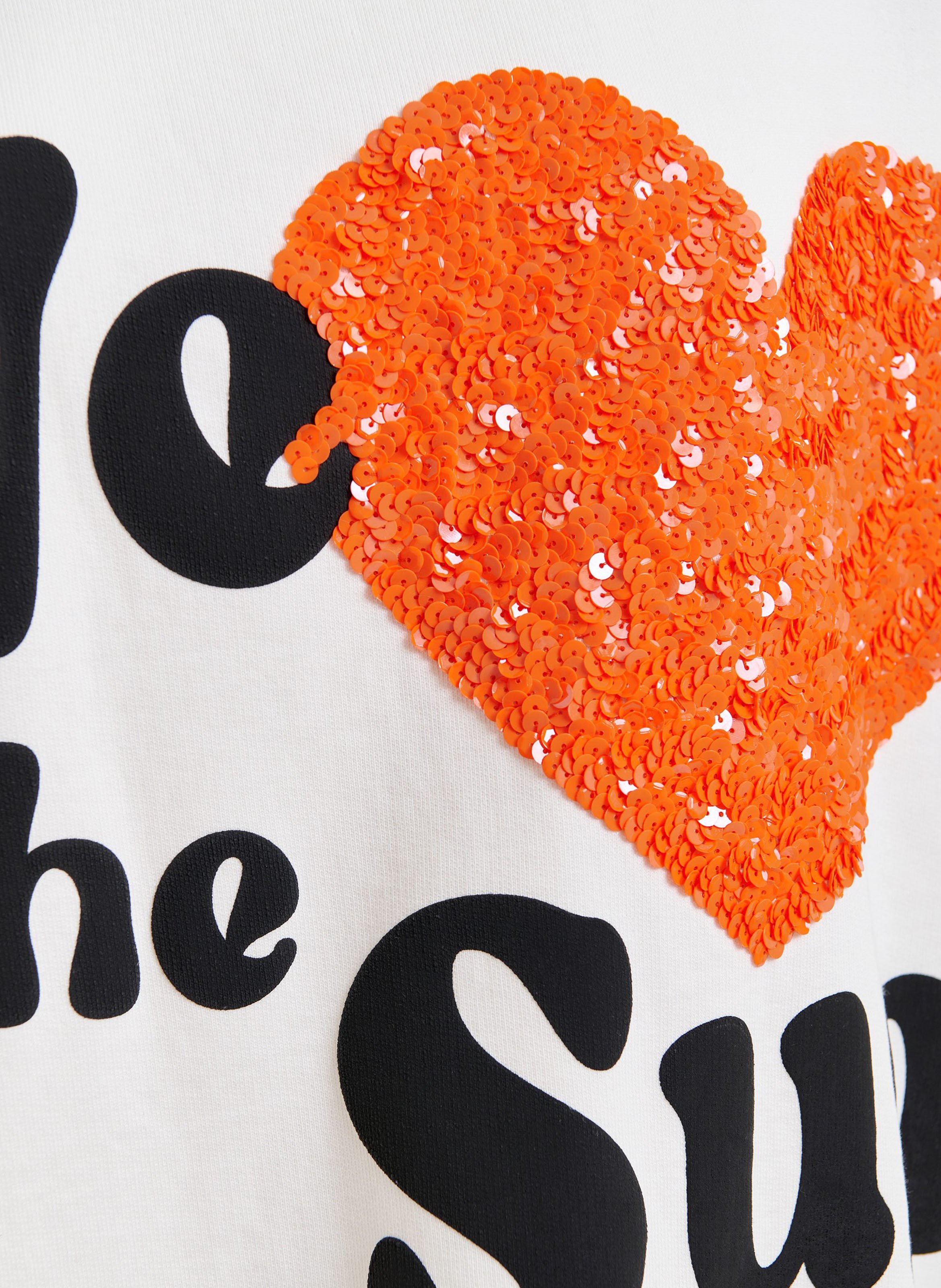 Sweat ample imprimé à broderies paillettes ihexperience ESSENTIEL ANTWERP Blanc