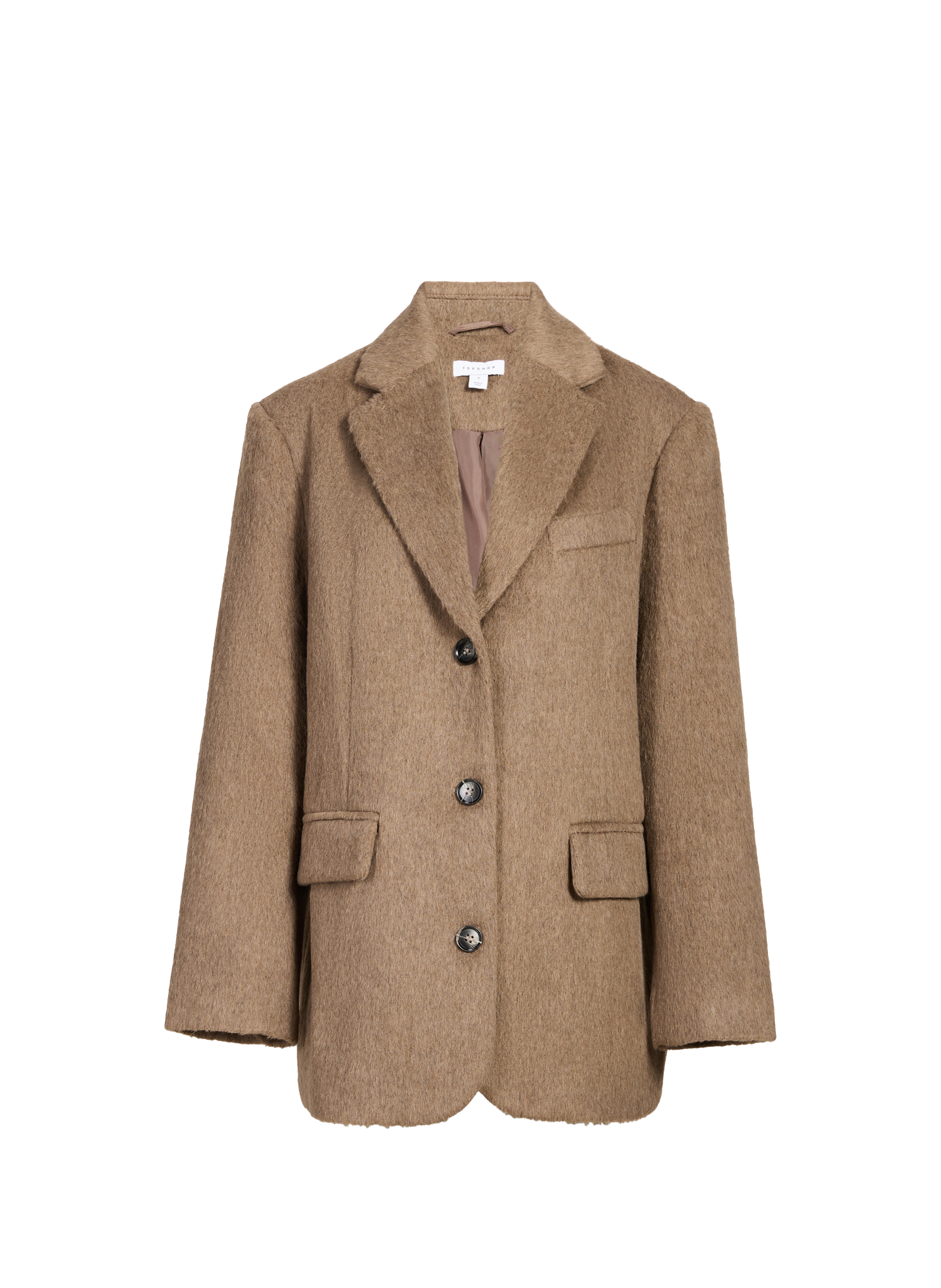 Veste droite col tailleur TOPSHOP Marron