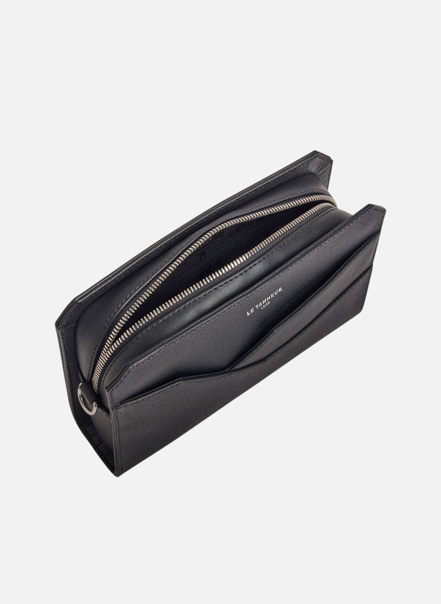 Pochette avec dragonne gaston en cuir grain croisé LE TANNEUR Noir