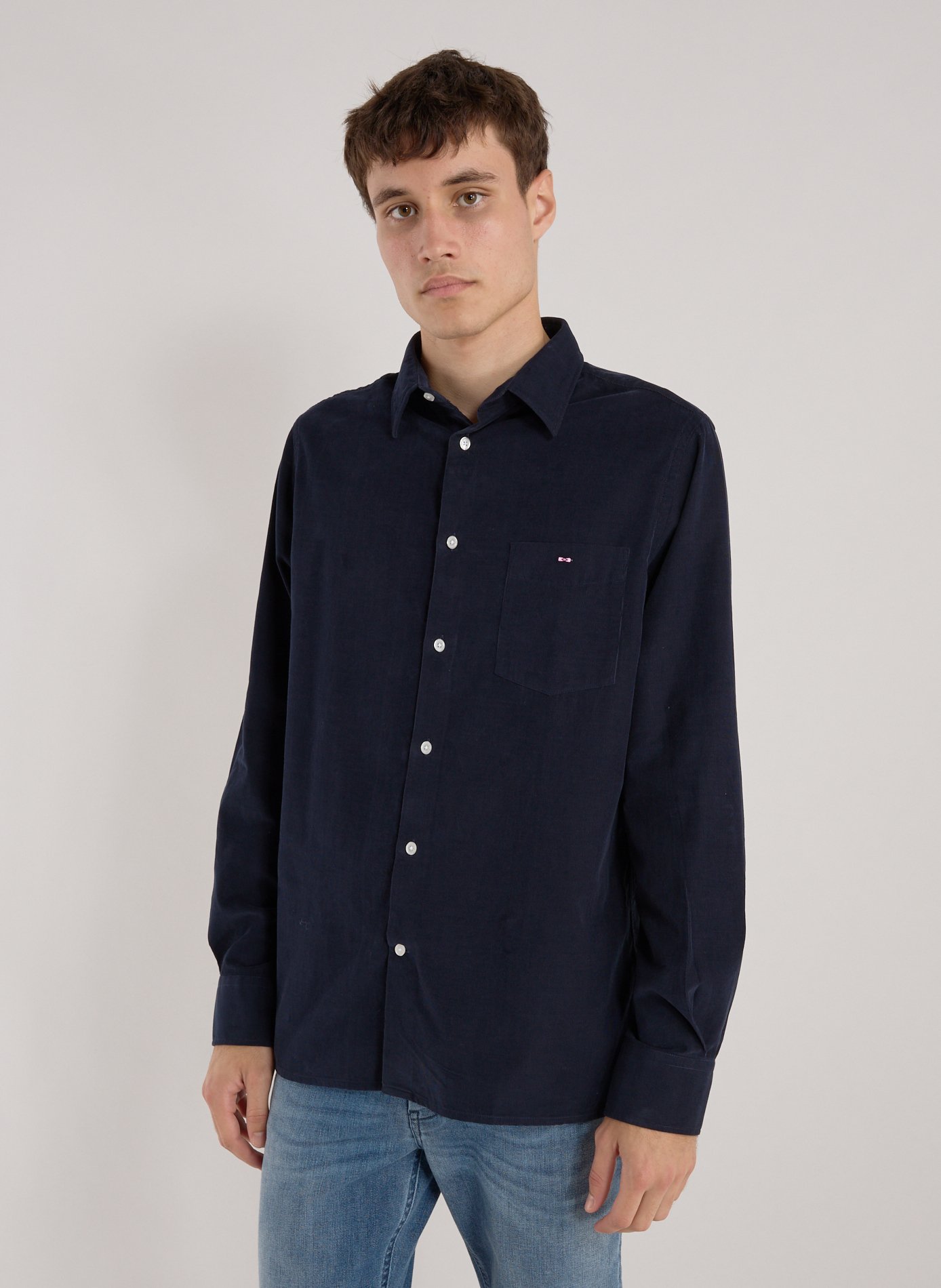EDEN PARK Chemise col classique manches contrastantes en coton Blue