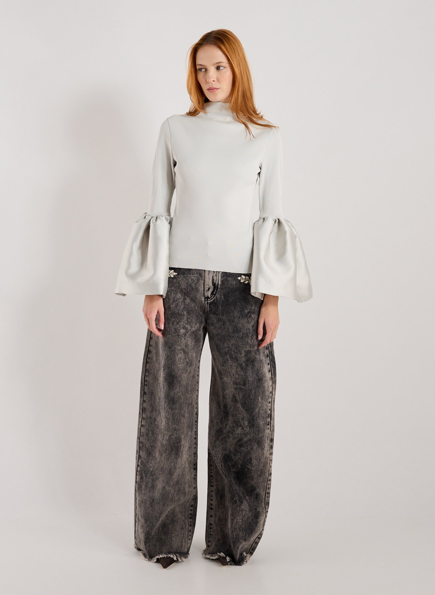 Jean large délavé en coton MARQUES ALMEIDA Noir