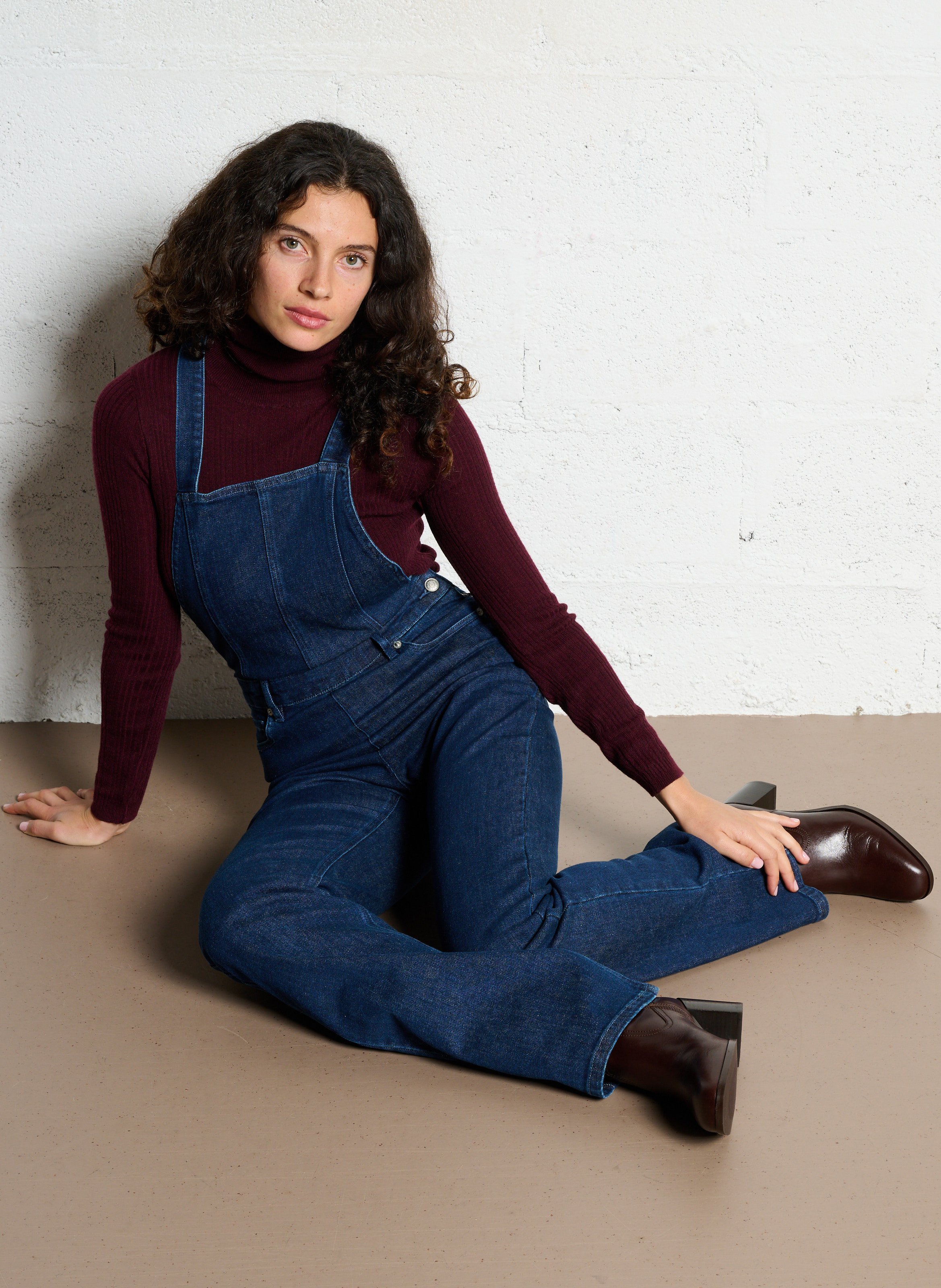 Salopette bootcut en coton mélangé IKKS Bleu