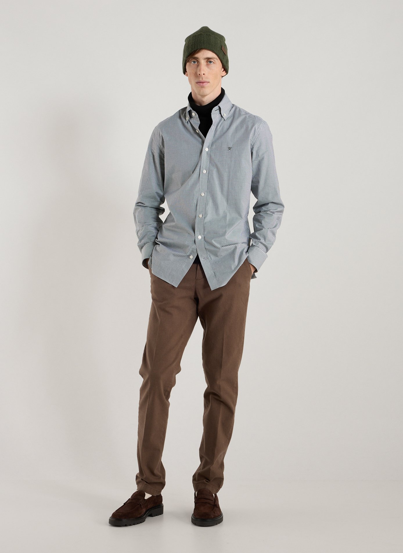 Chemise à carreaux en coton HACKETT Vert