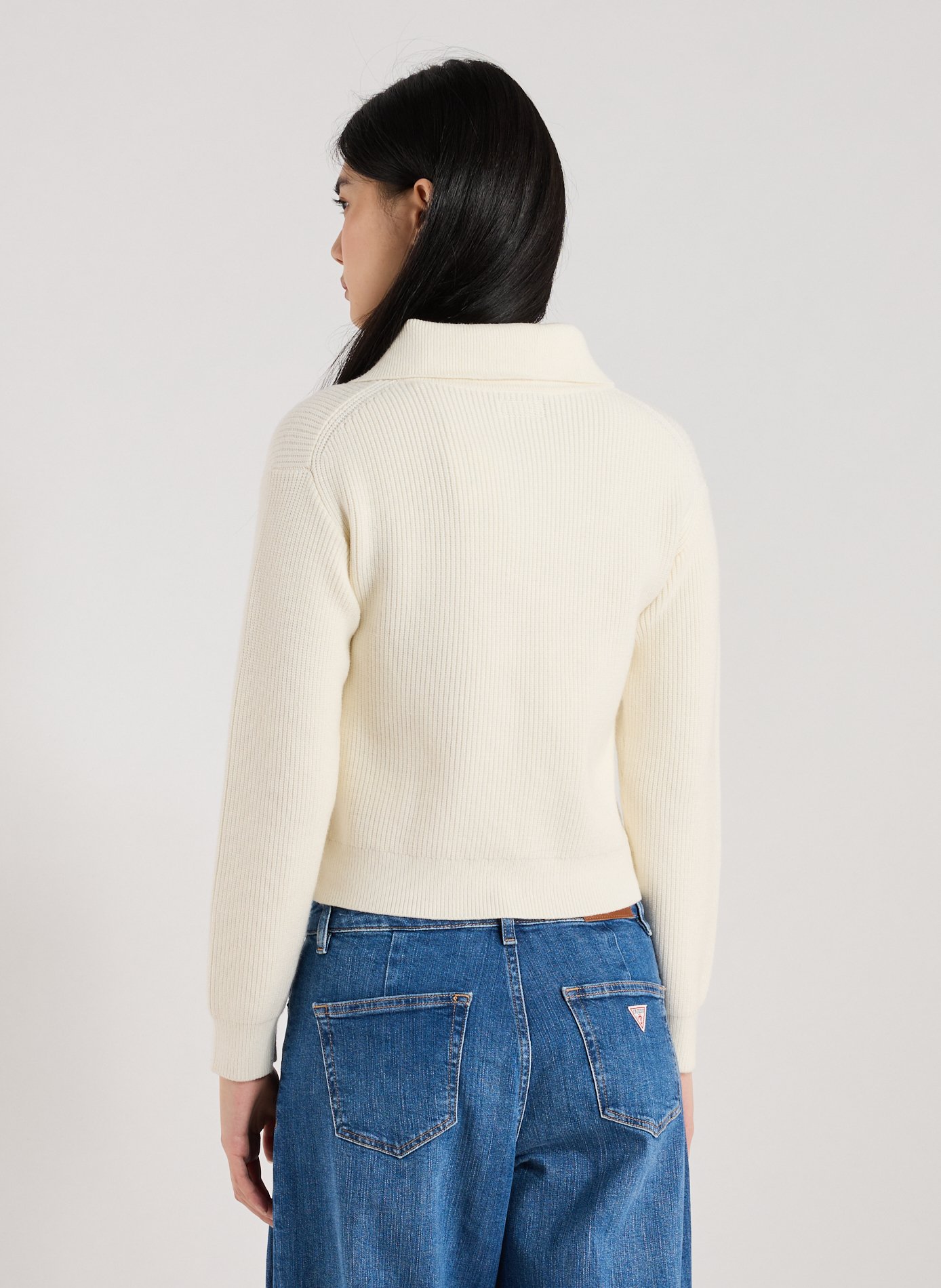 Gilet côtelé col montant GUESS Beige