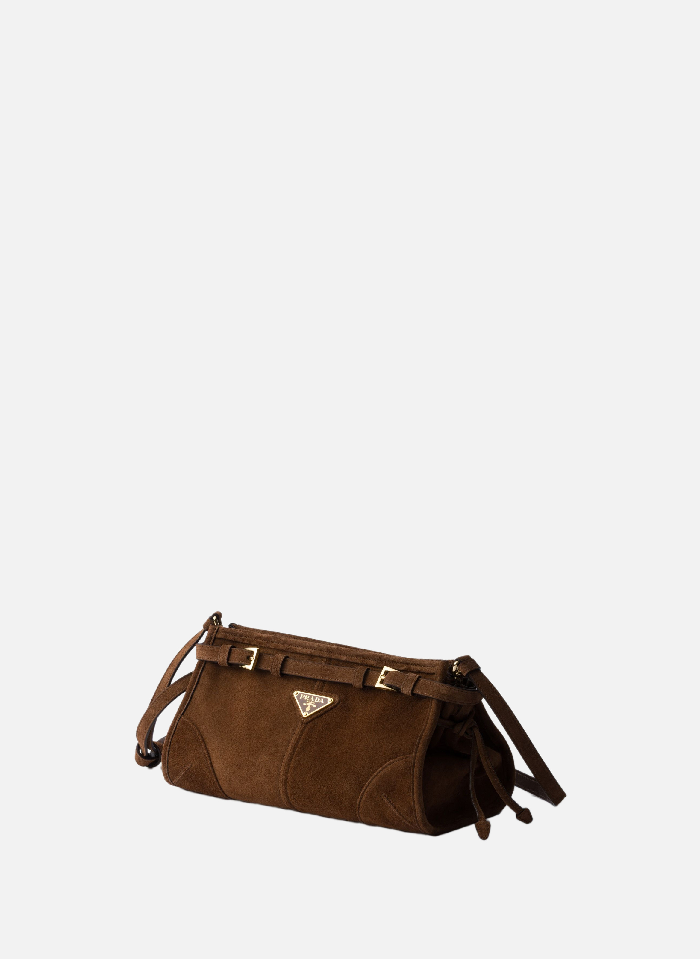 Petit sac porté épaule prada bonnie en daim PRADA Marron