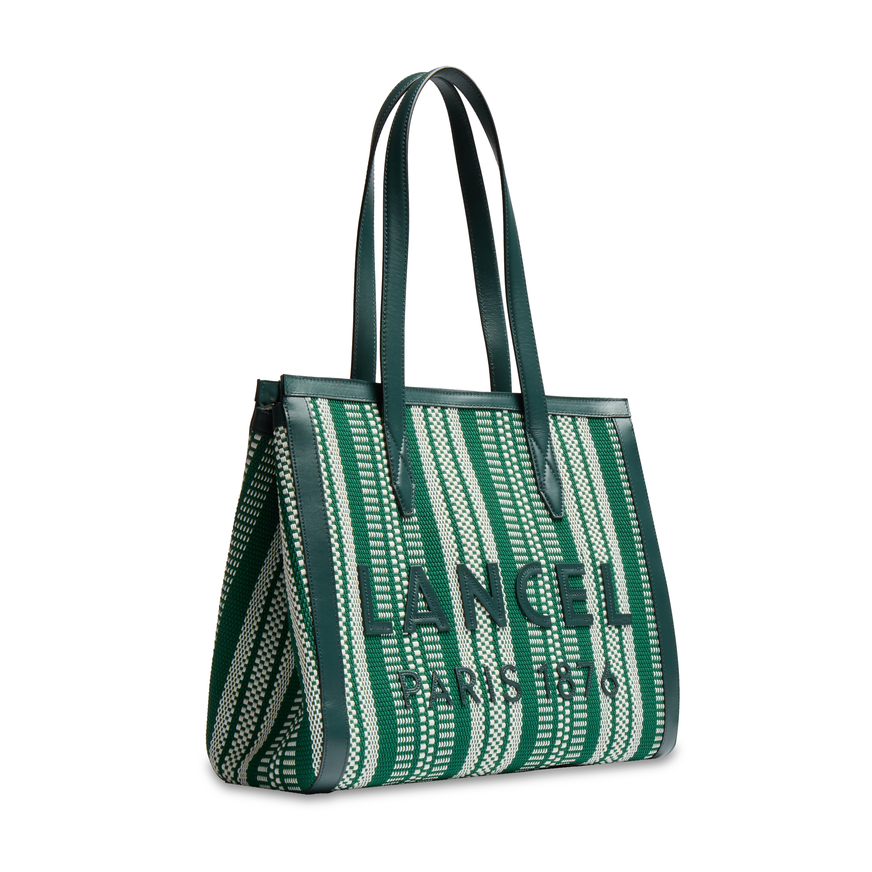 Sac cabas zippé l jour de lancel en coton LANCEL Vert