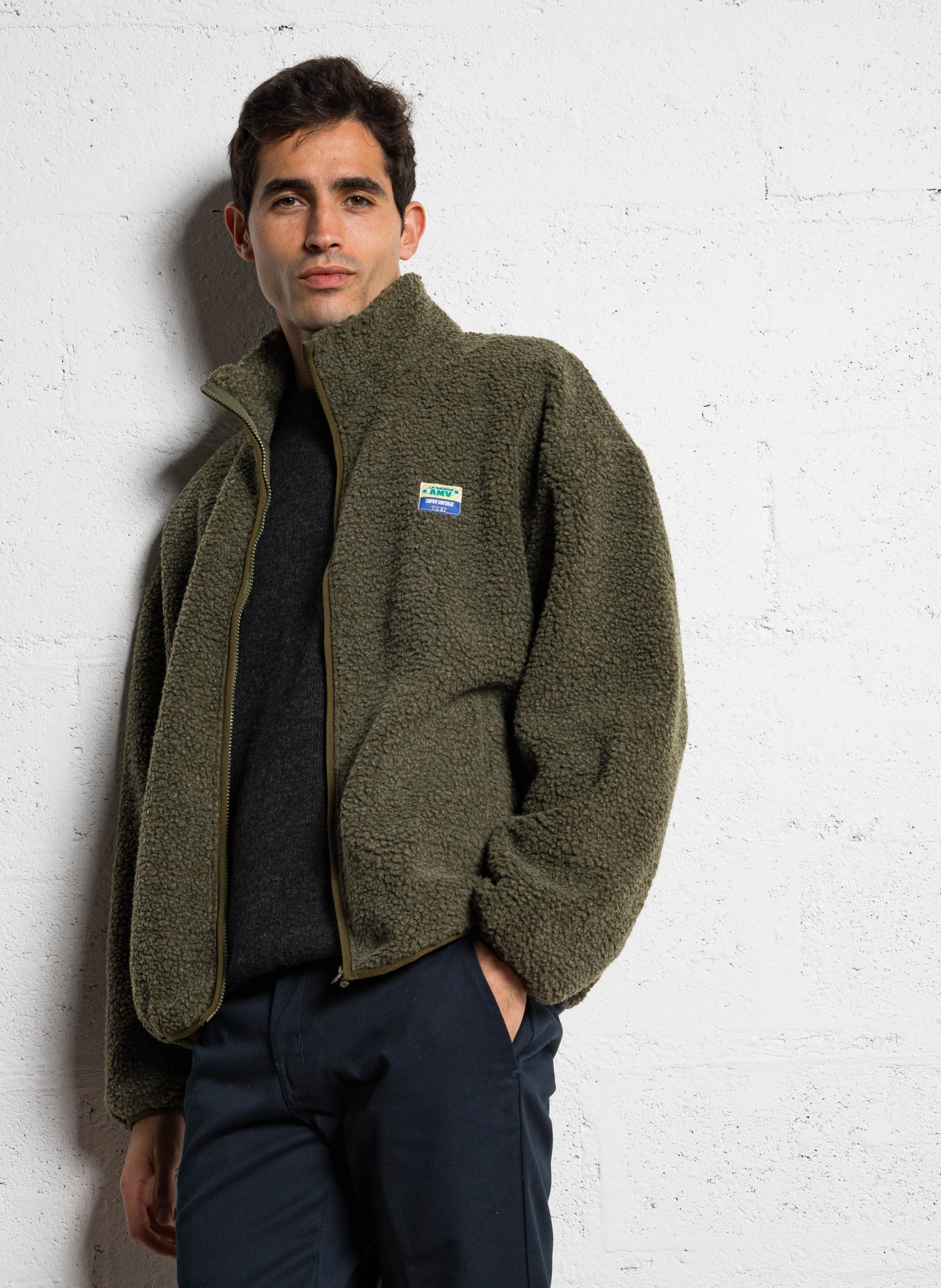 Veste col montant en sherpa hoktown AMERICAN VINTAGE Vert