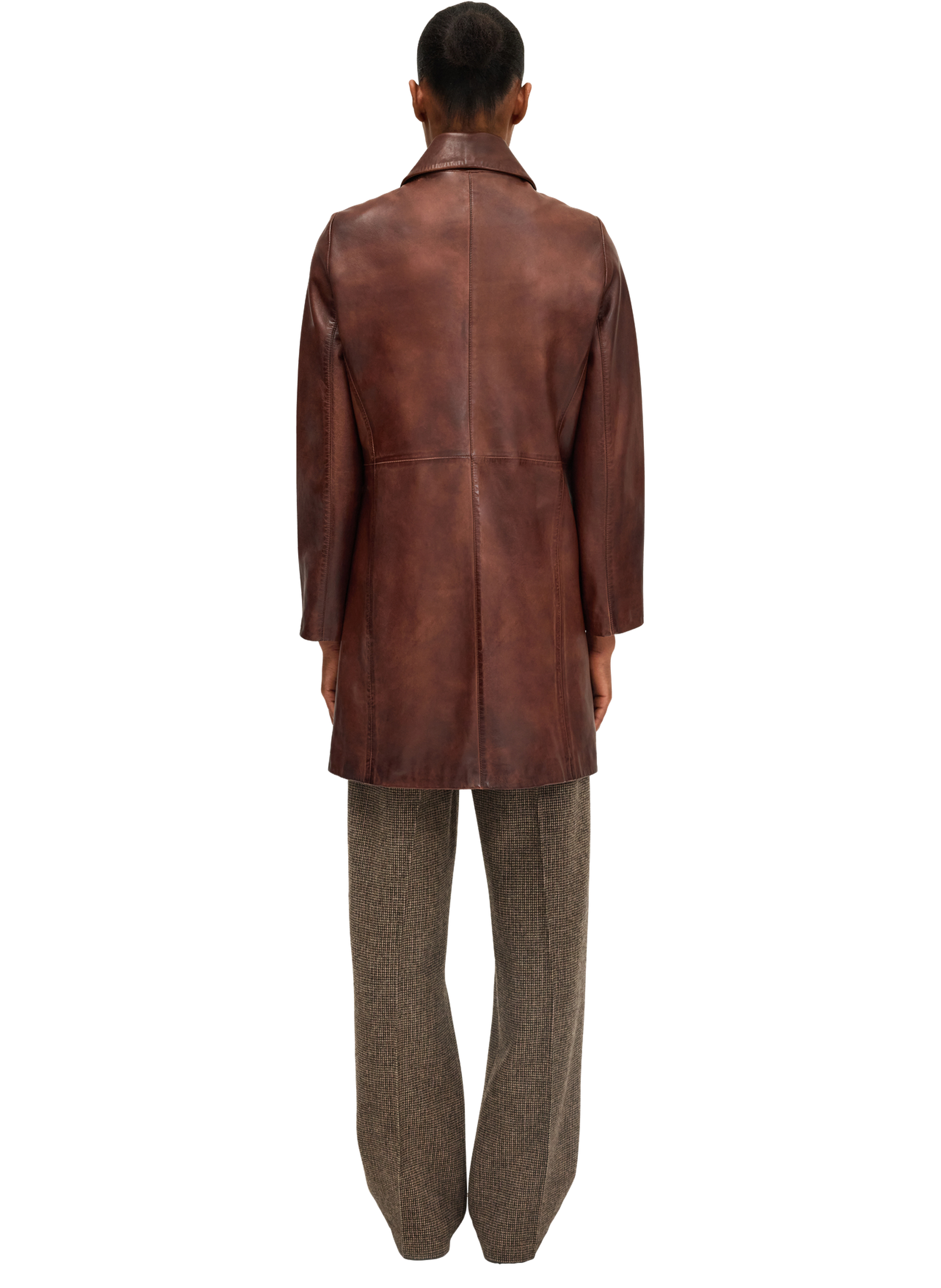 Manteau en cuir vieilli - myrtille PABLO Marron