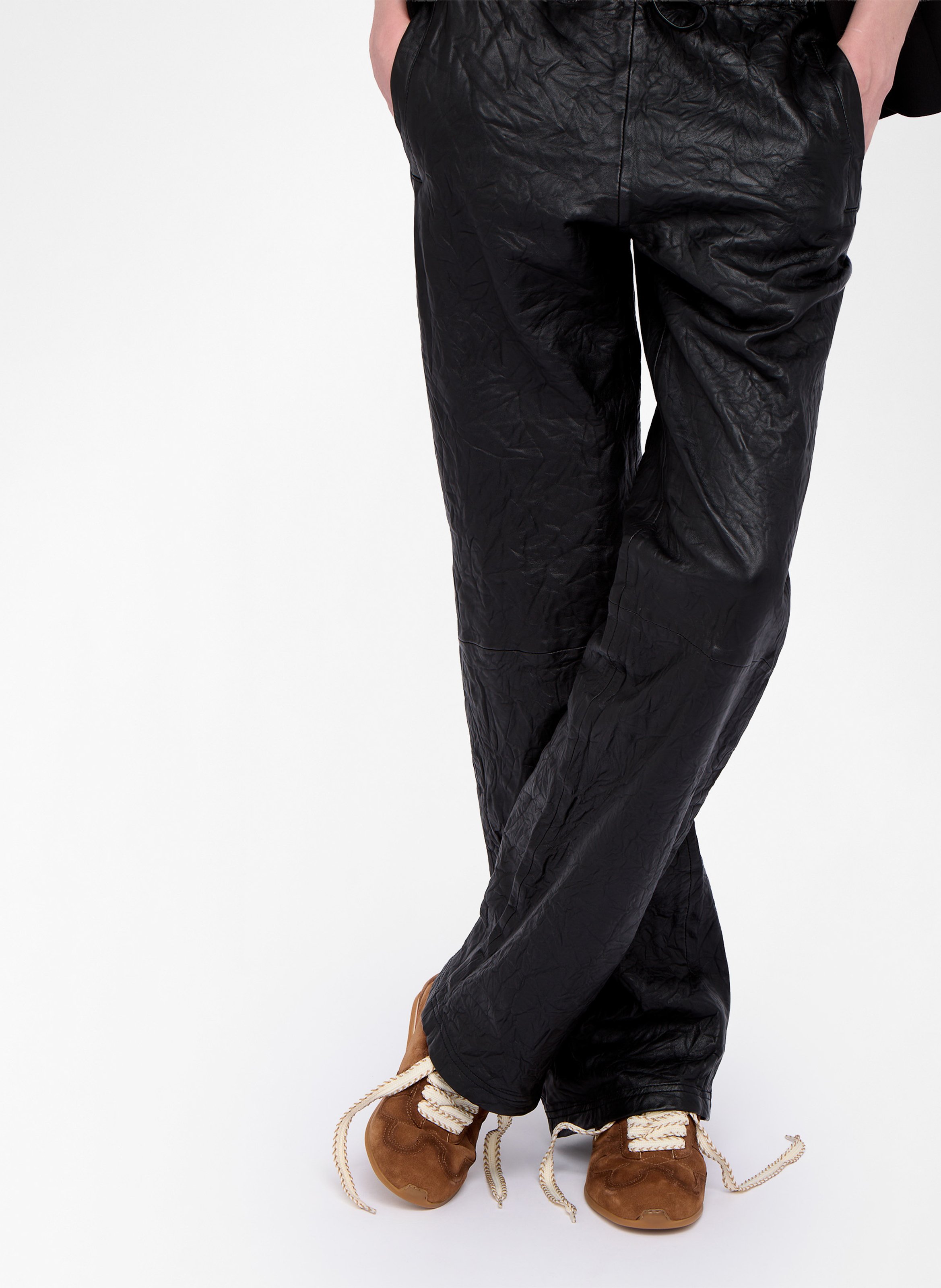 Pantalon droit en cuir pocha ZADIG&VOLTAIRE Noir