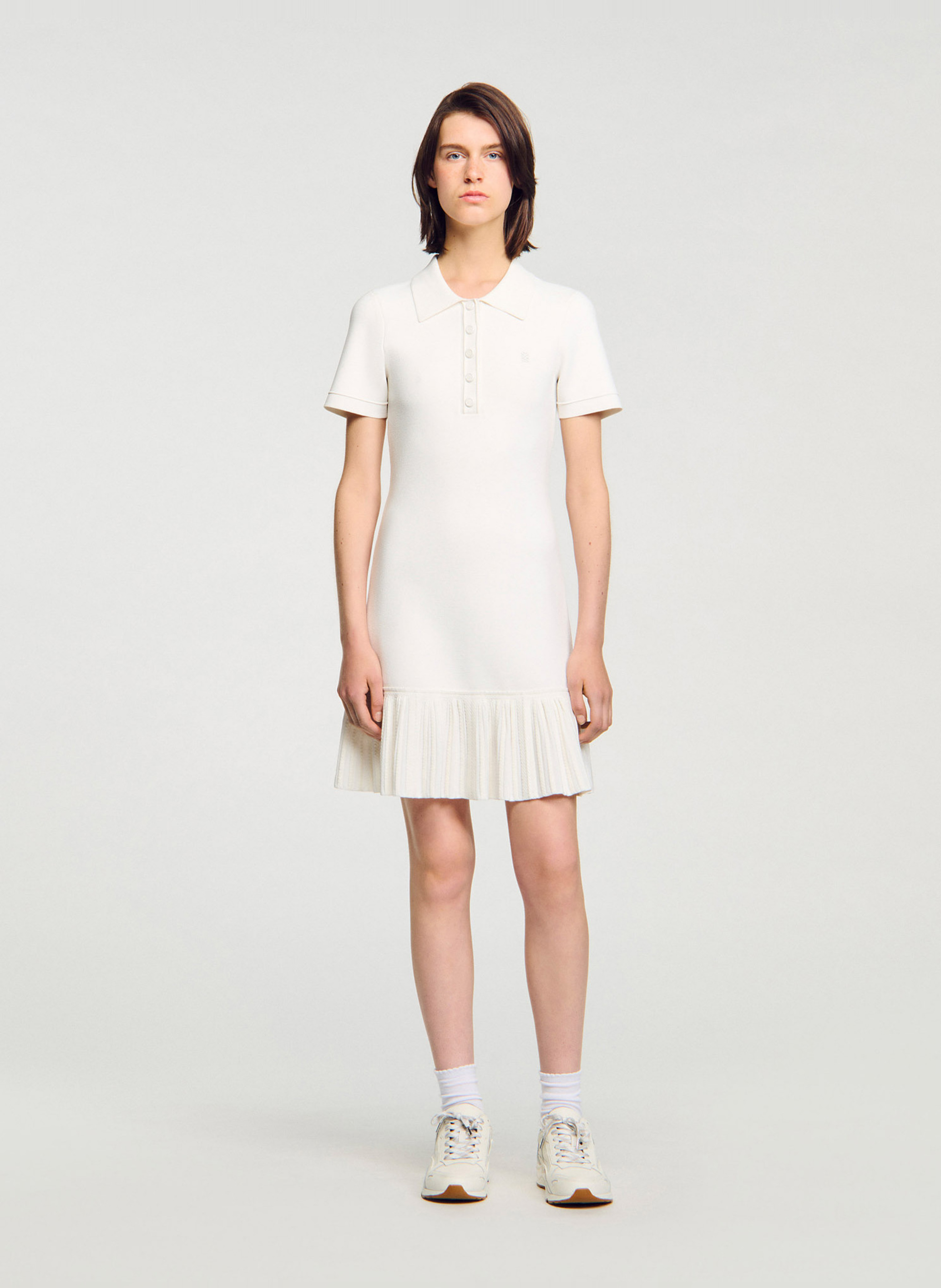 Robe courte col polo SANDRO Beige