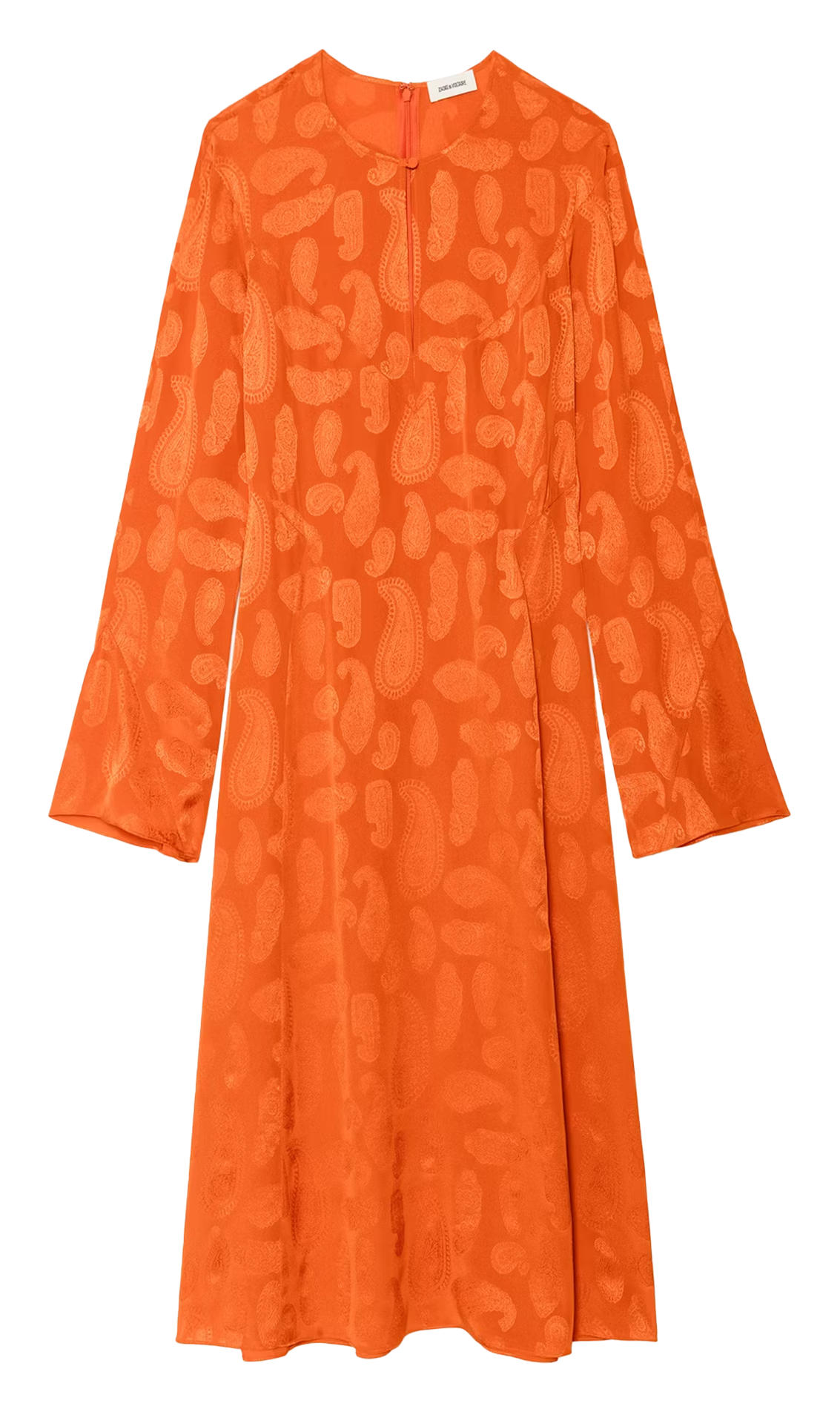 Robe midi col rond en soie imprimée randon ZADIG&VOLTAIRE Orange