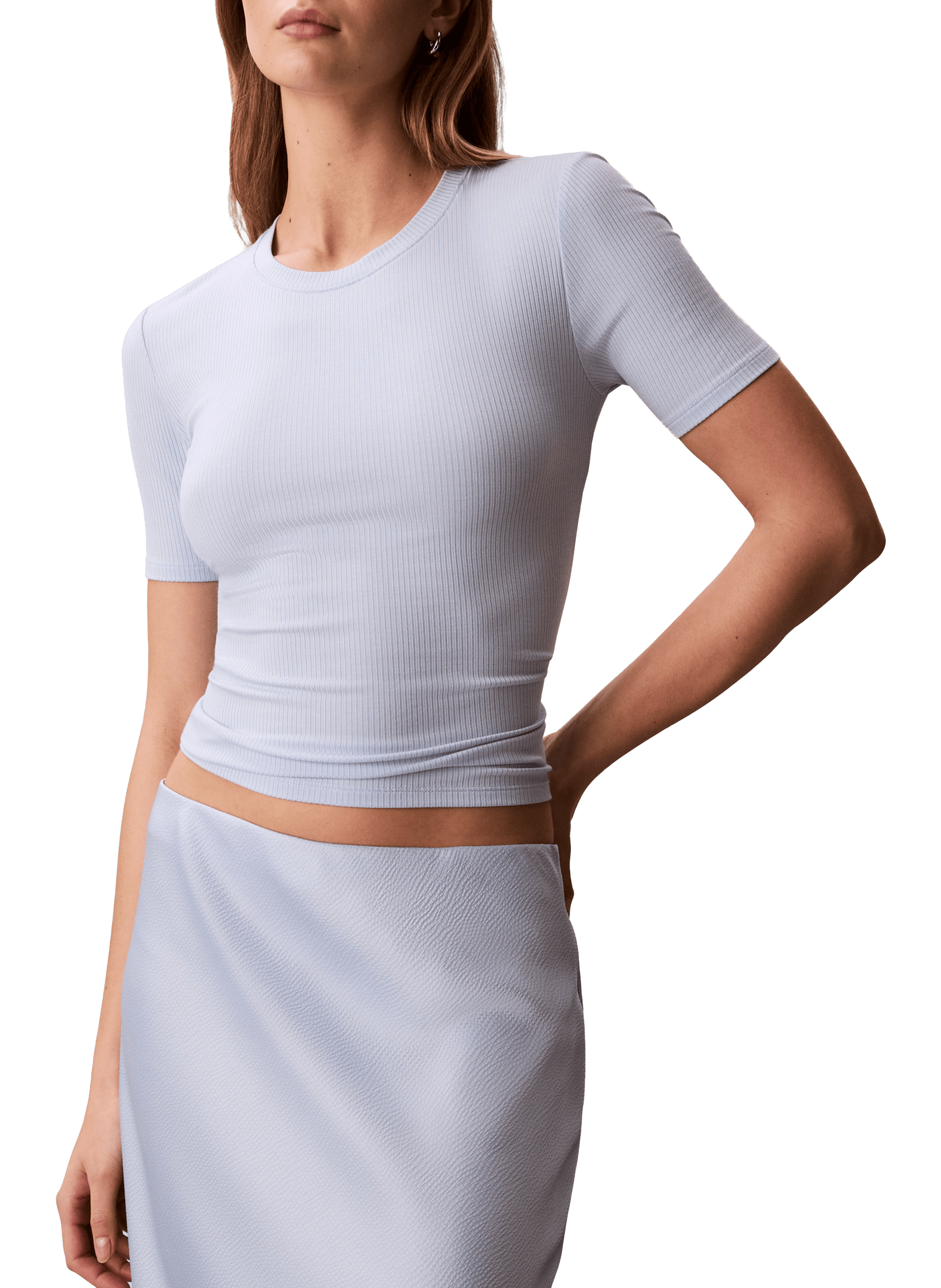 T-shirt côtelé à manches courtes CALVIN KLEIN Bleu