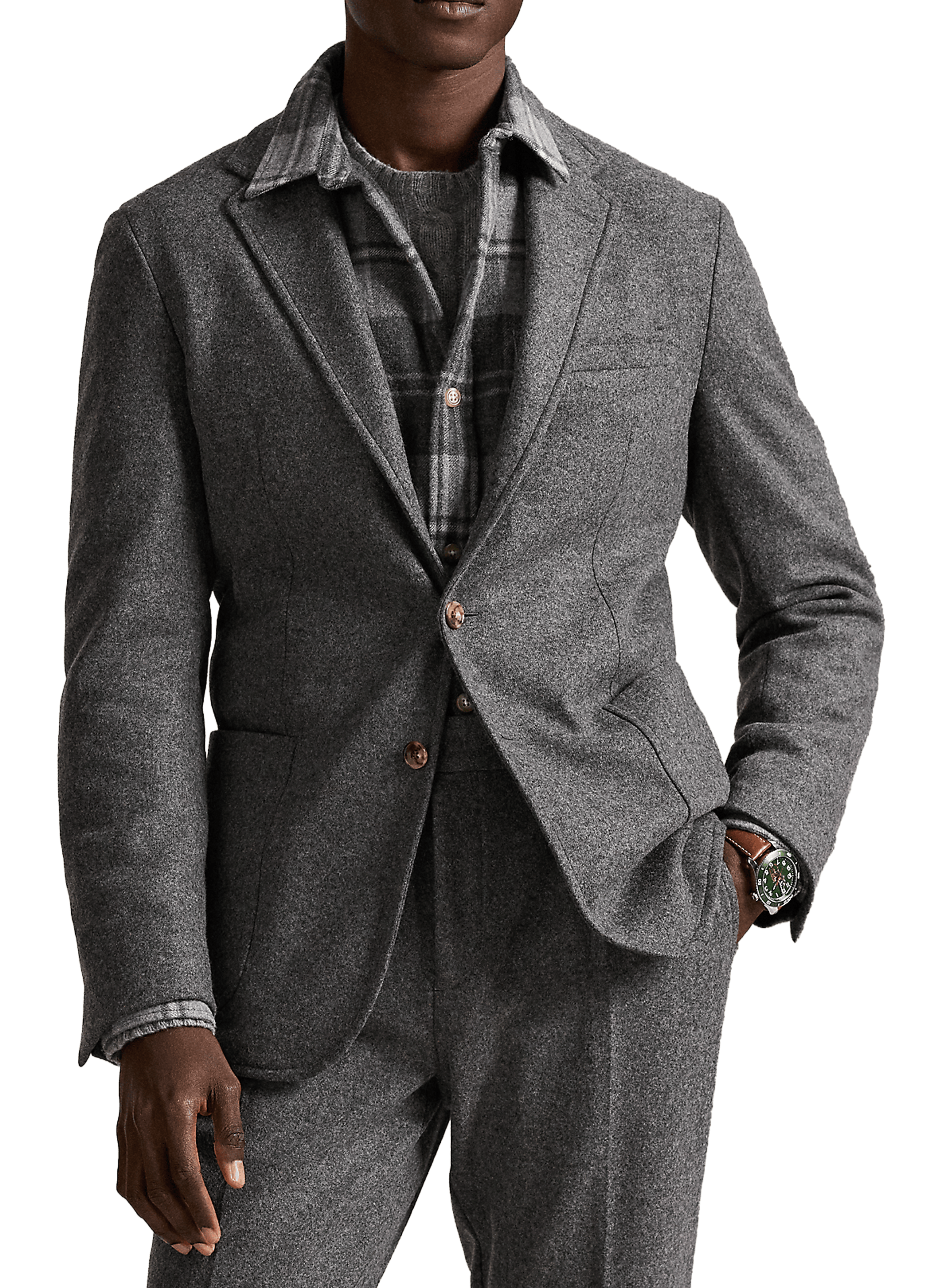 Straight blazer in wool and cotton blend POLO RALPH LAUREN Grey