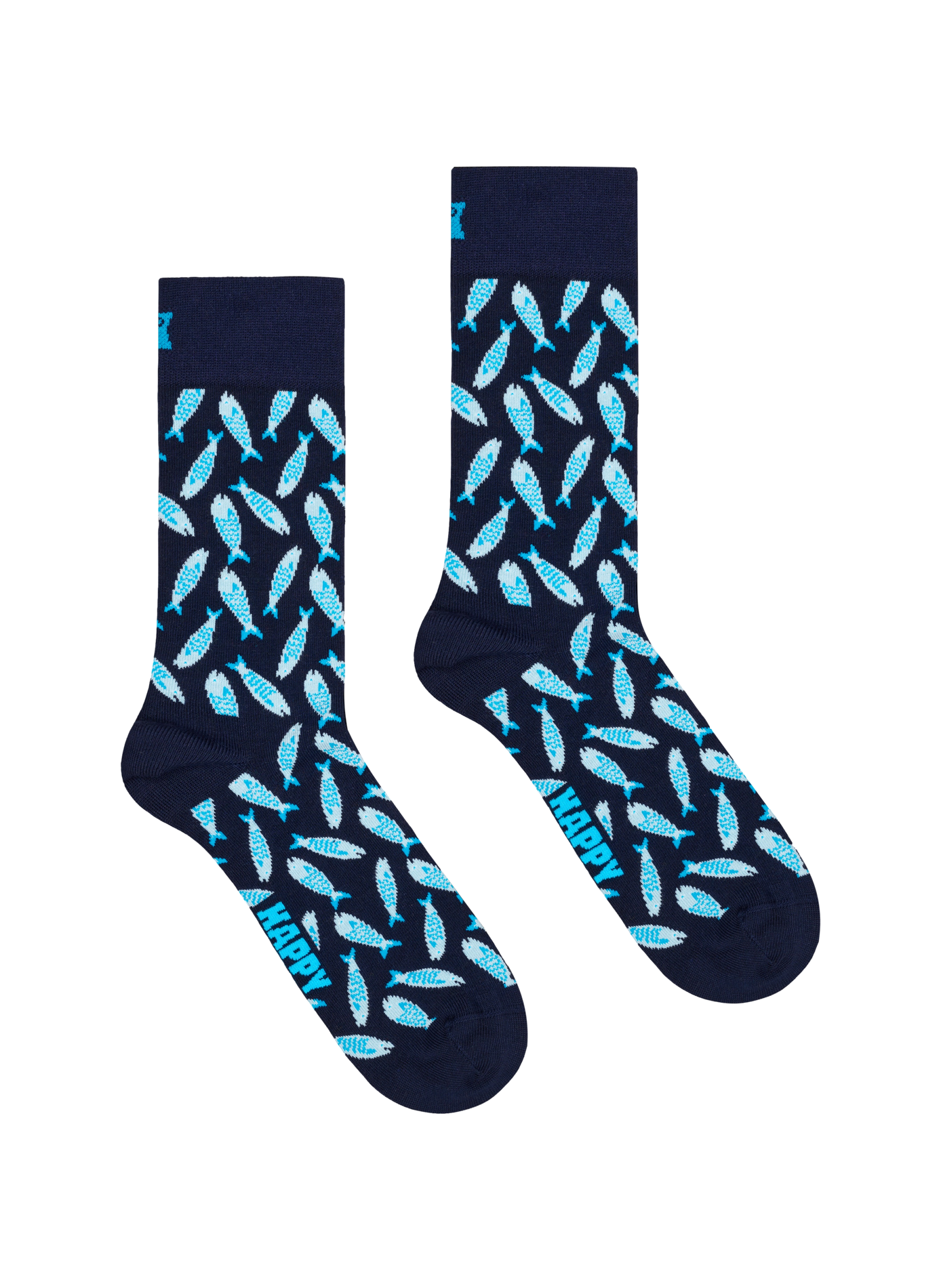 Chaussettes mi-hautes imprimé poisson en coton mélangé HAPPY SOCKS Bleu