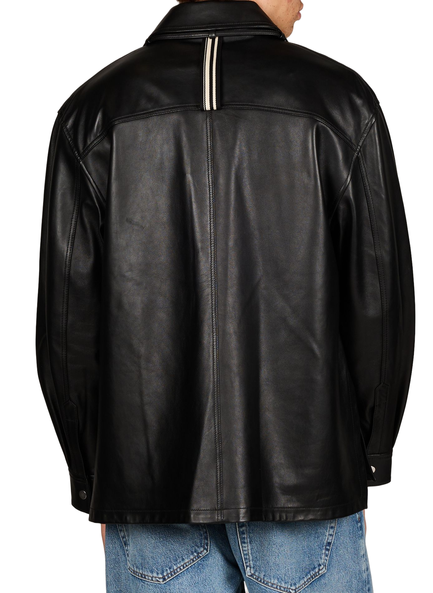 Blouson droit boutonné en cuir MORDECAI Noir